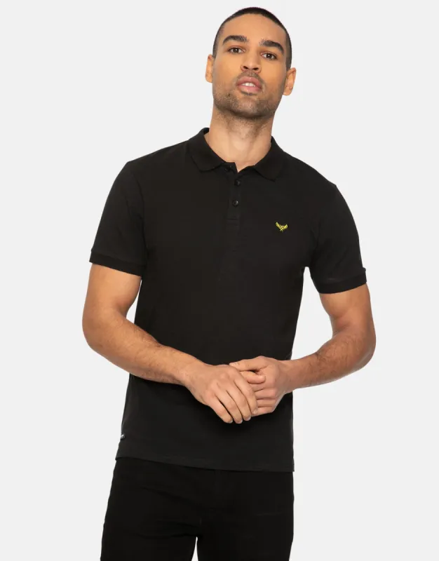 Men's Black Short Sleeve Polo Shirt sold by Threadbare