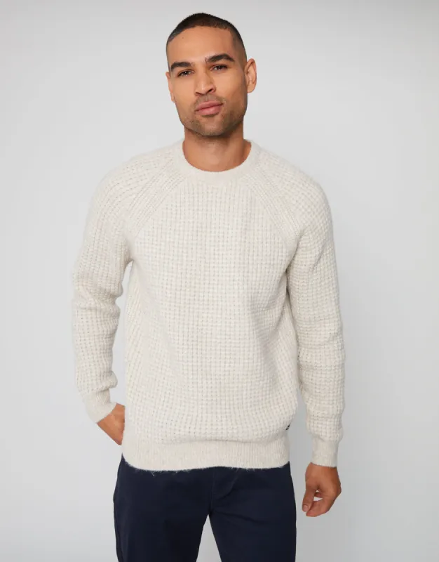 Men's Ecru Marl Raglan Sleeve Crew Neck Jumper sold by Threadbare