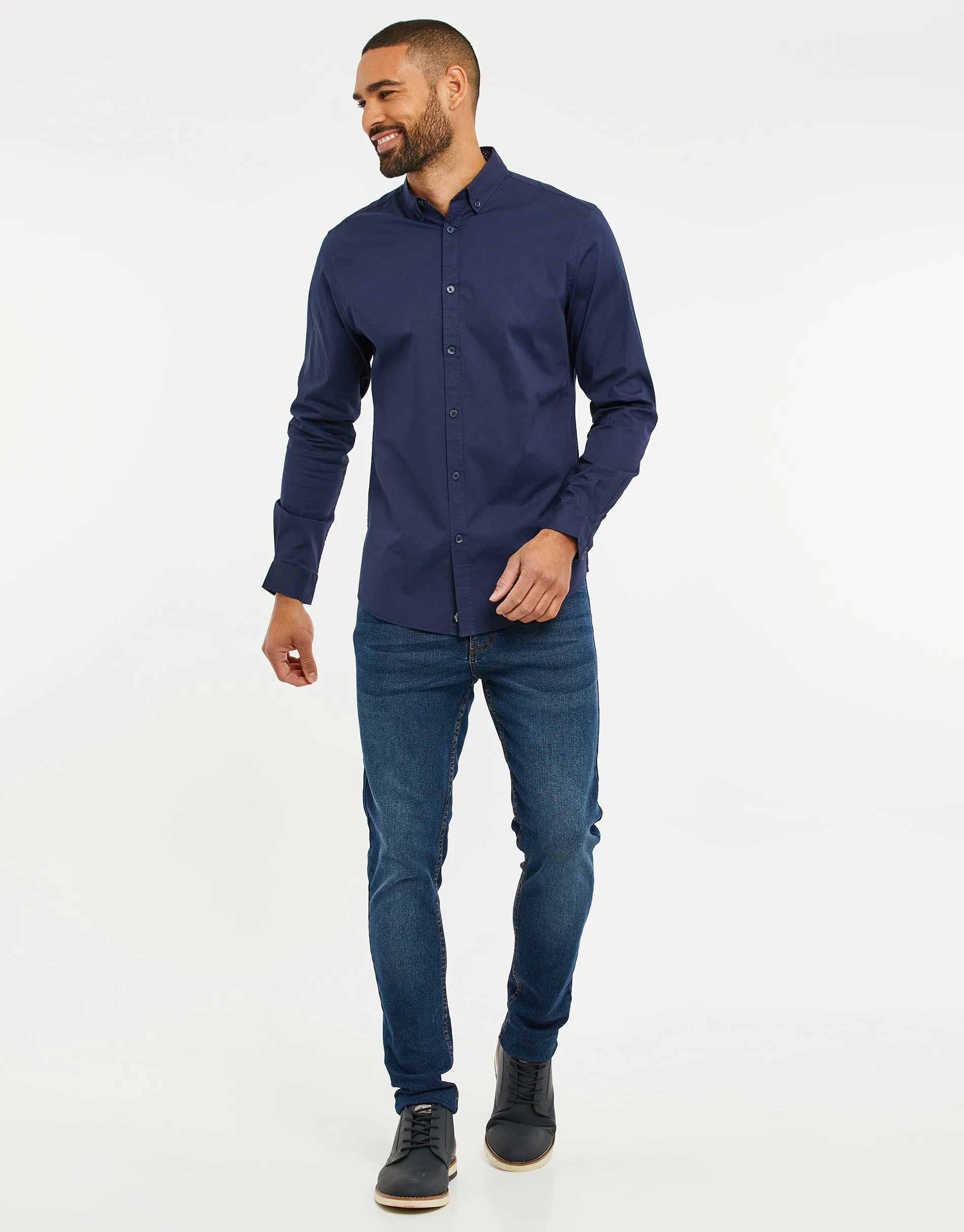 Men's Navy Long Sleeve Shirt sold by Threadbare product image thumbnail 3