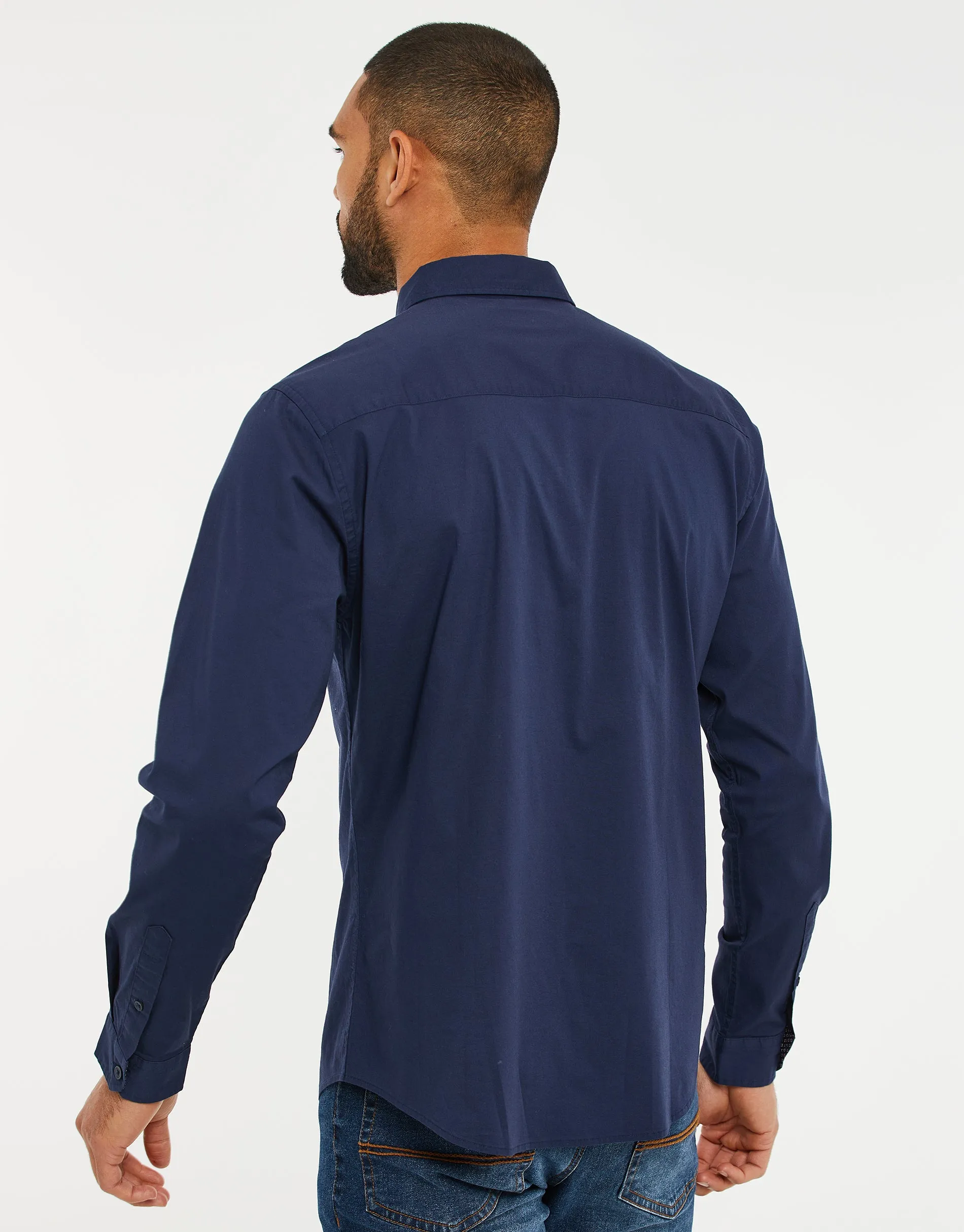 Men's Navy Long Sleeve Shirt sold by Threadbare product image thumbnail 2