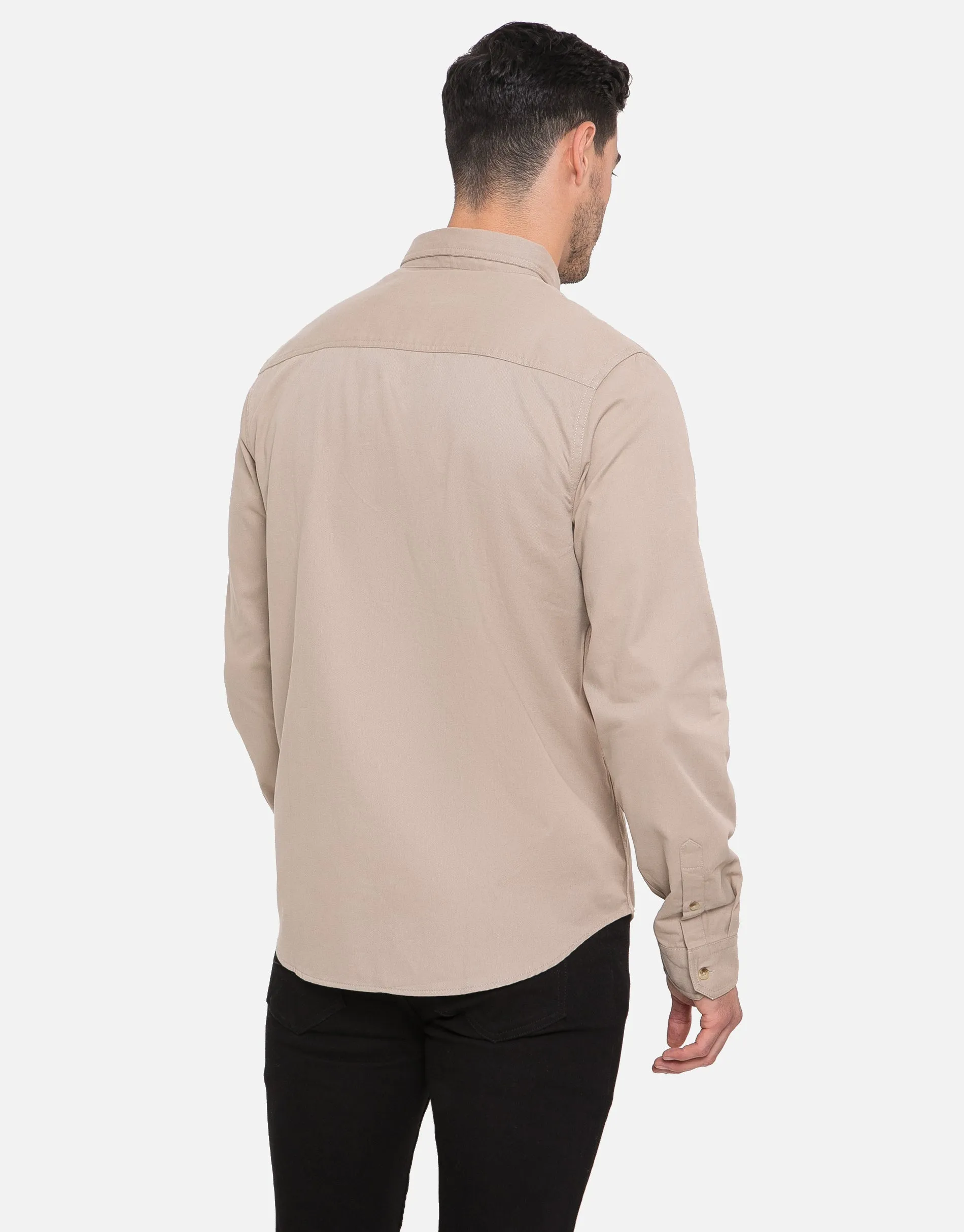 Men's Stone Plain Long Sleeve Shirt sold by Threadbare product image thumbnail 2