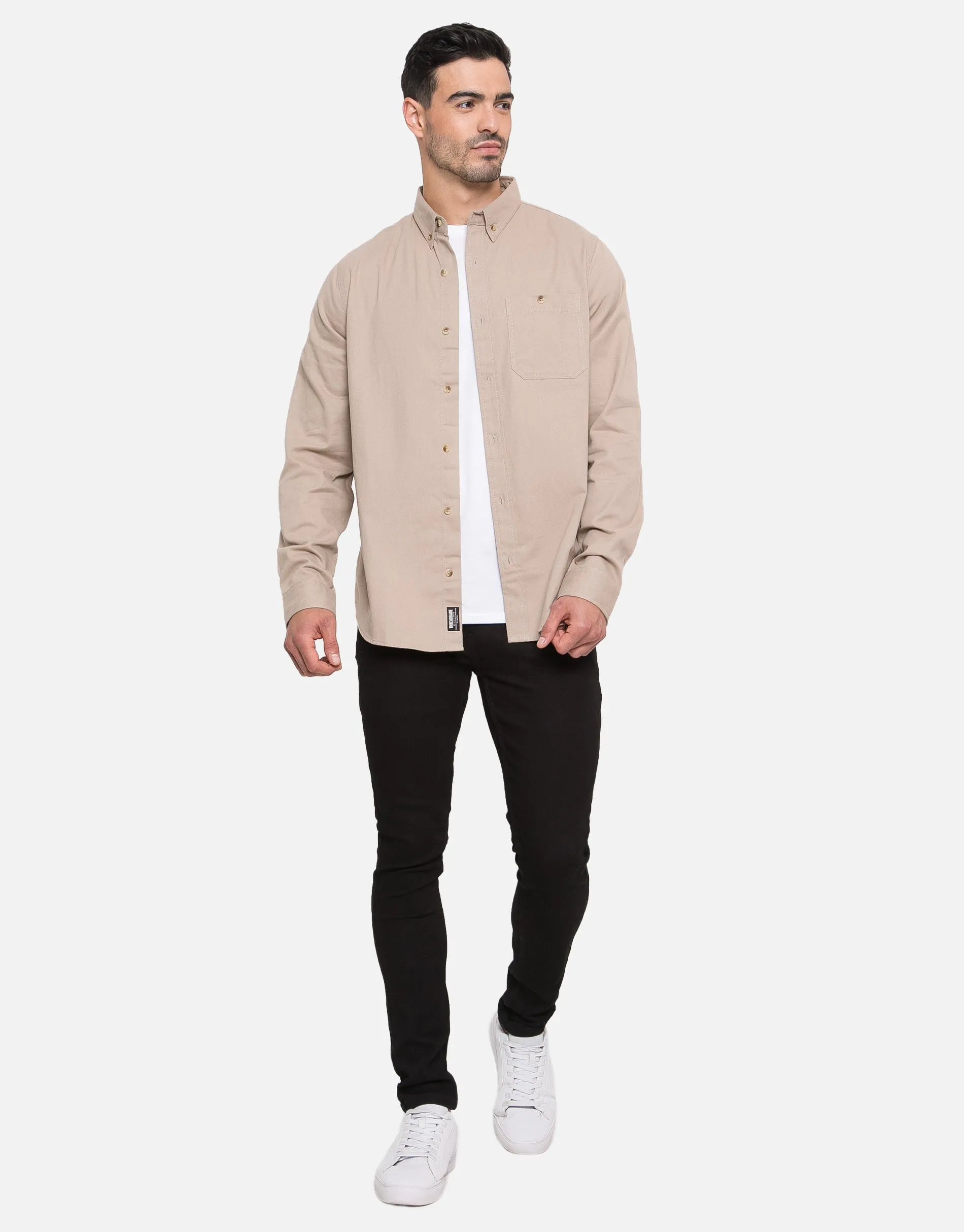 Men's Stone Plain Long Sleeve Shirt sold by Threadbare product image thumbnail 3