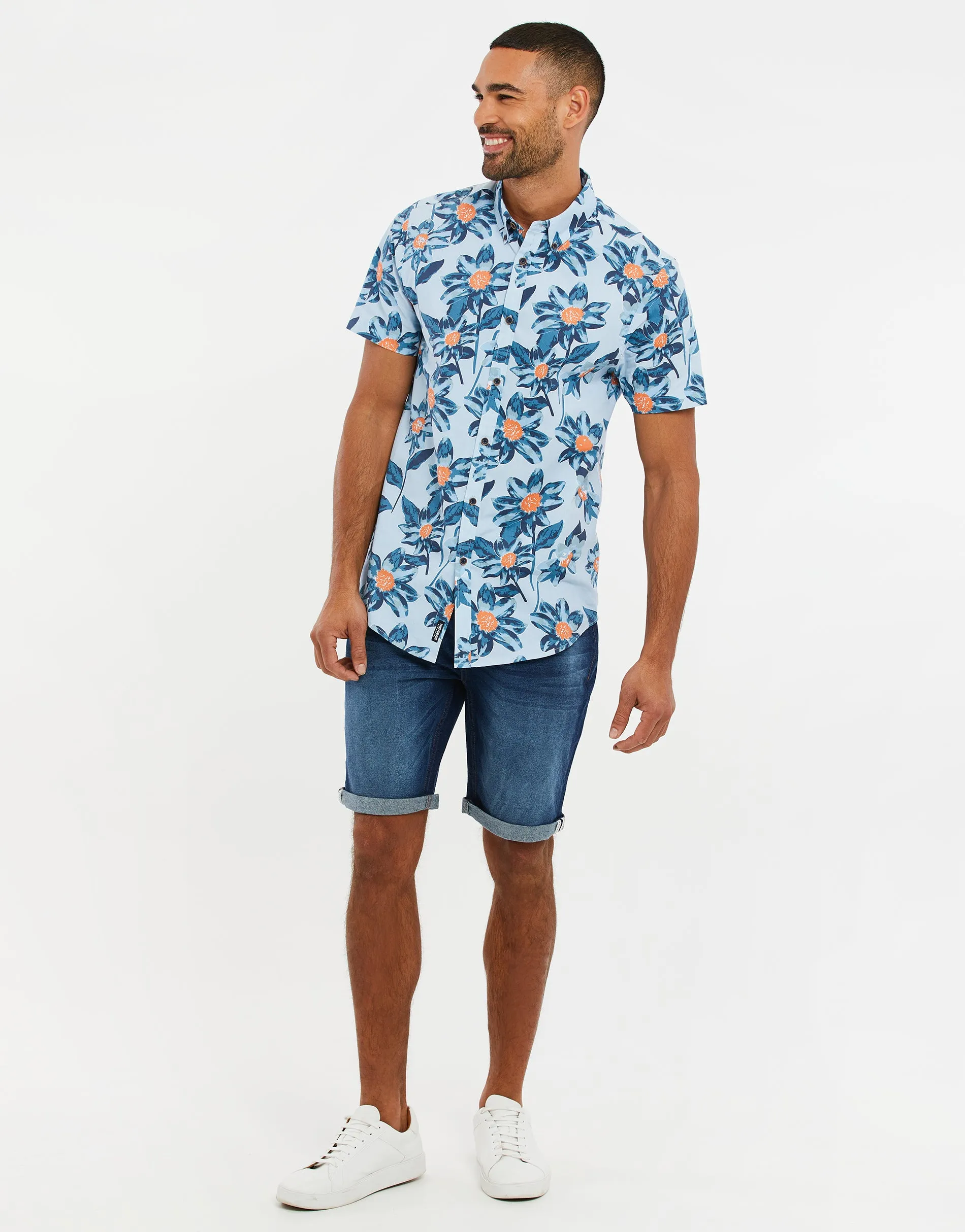 Mint Green Floral Print Short Sleeve Shirt sold by Threadbare product image thumbnail 3