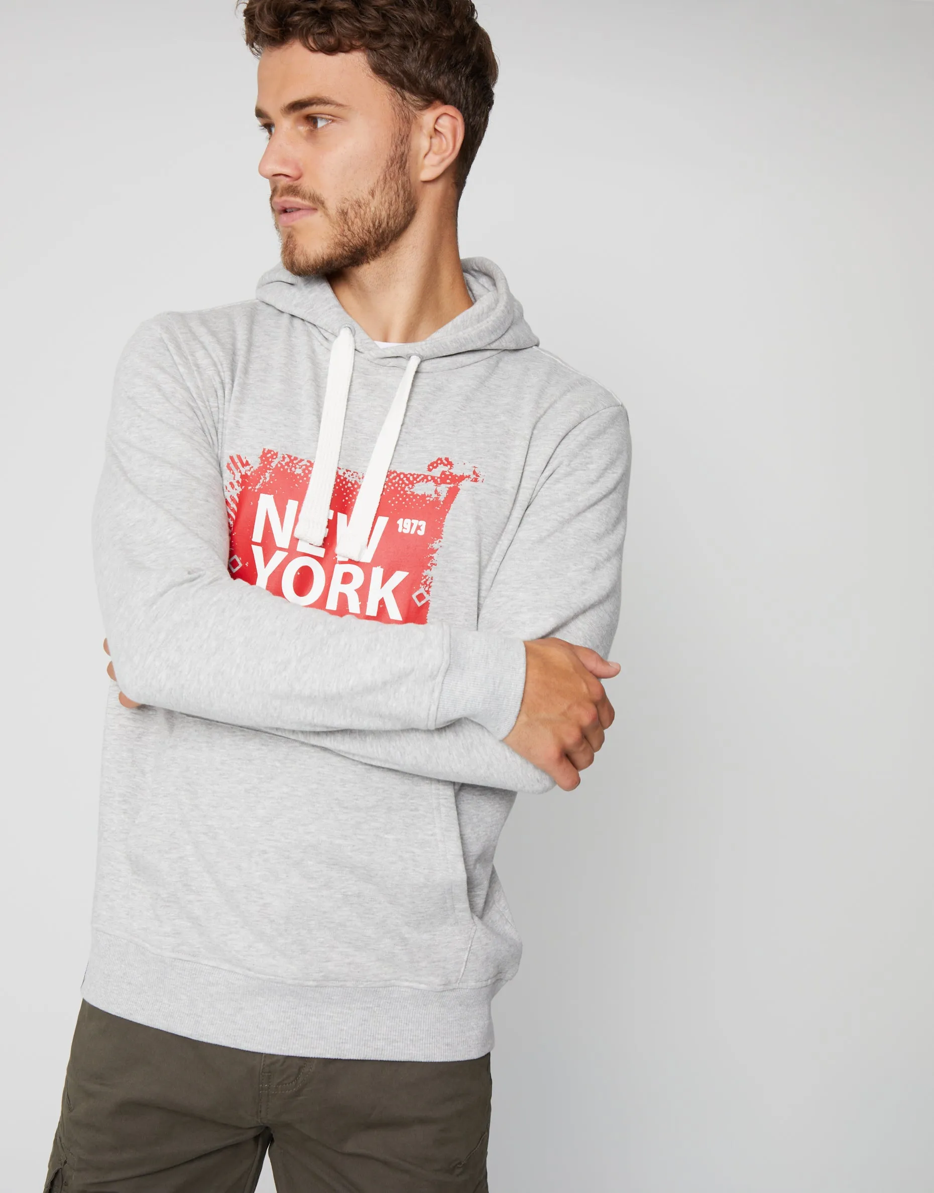 Men's Grey New York Hoodie sold by Threadbare product image thumbnail 3