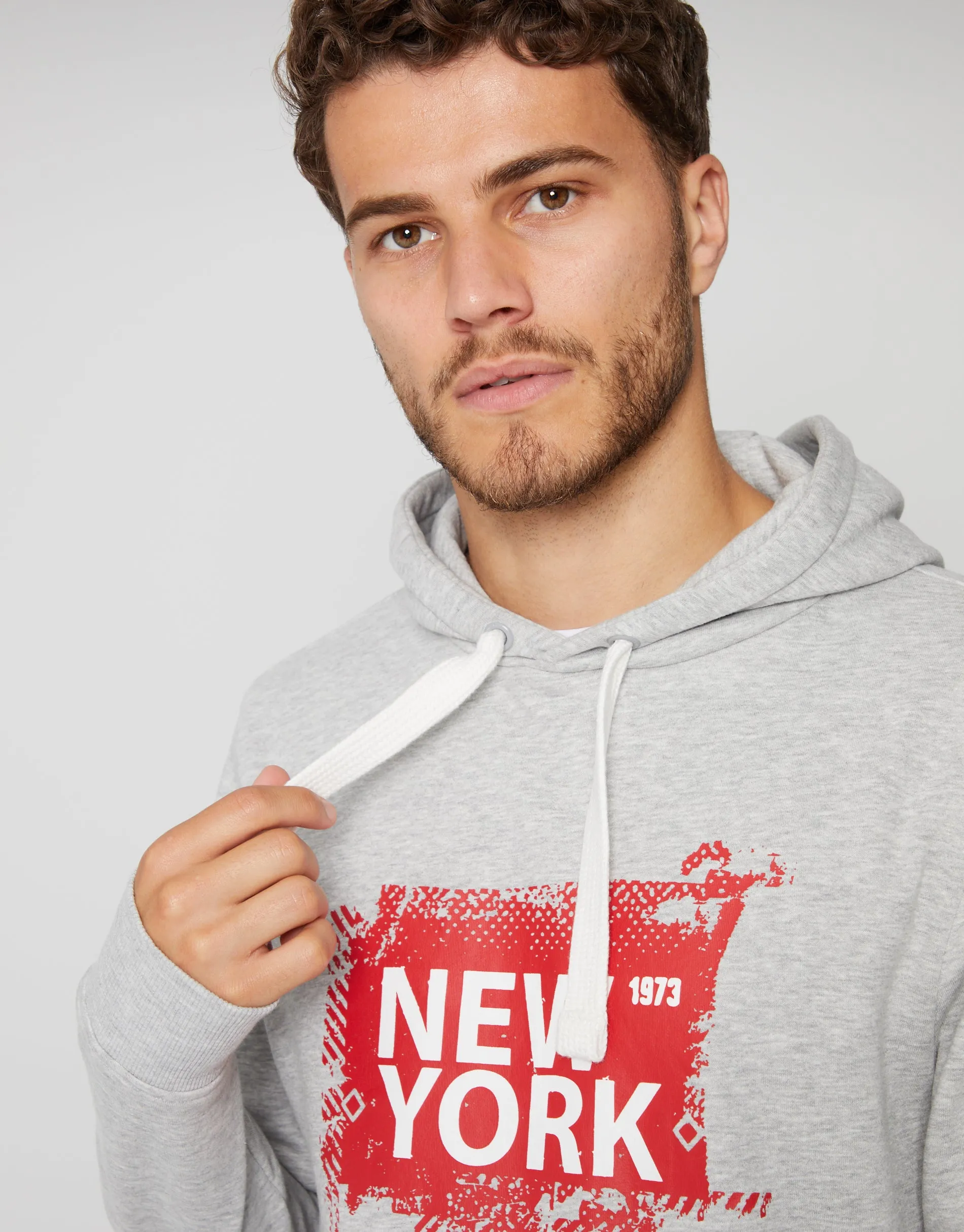 Men's Grey New York Hoodie sold by Threadbare product image thumbnail 4