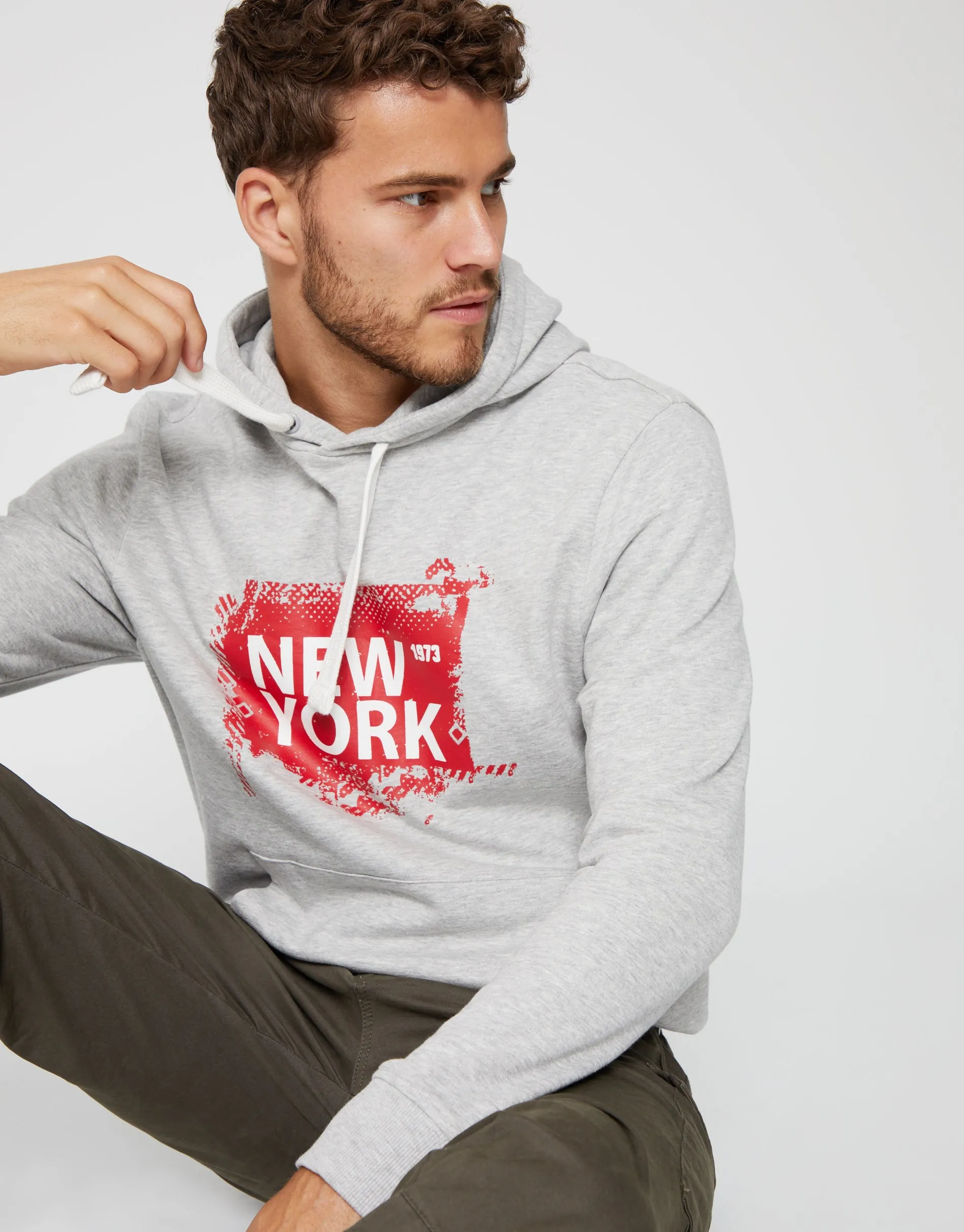 Men's Grey New York Hoodie sold by Threadbare