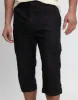 Men's Black 3/4 Length Linen Blend Cargo Trousers sold by Threadbare