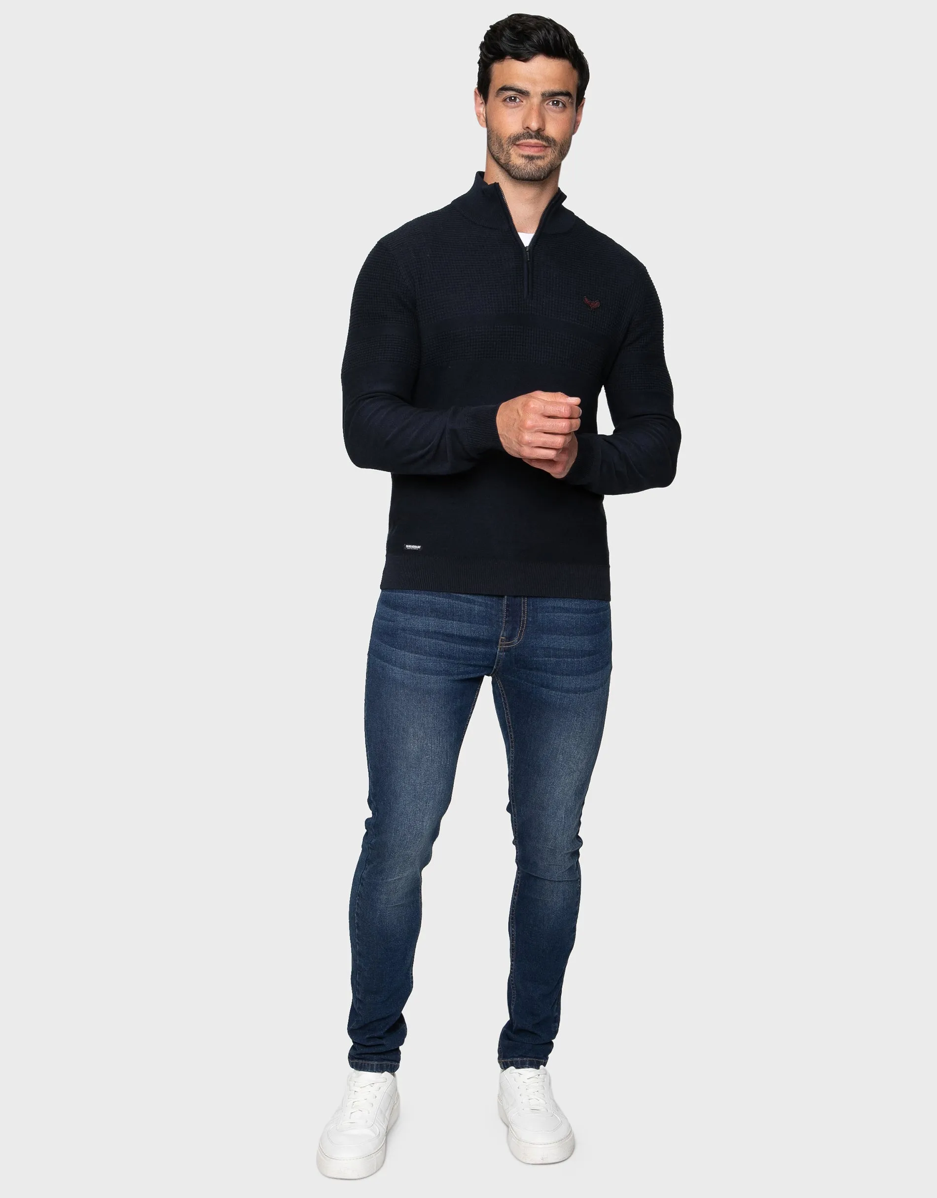 Men's Navy Quarter Zip Jumper sold by Threadbare product image thumbnail 3