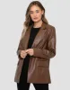 Women's Brown PU Leather Blazer sold by Threadbare