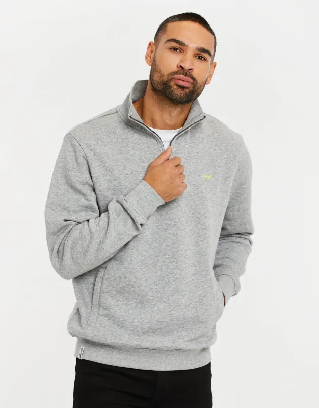 Grey Marl Quarter Zip Sweatshirt sold by Threadbare