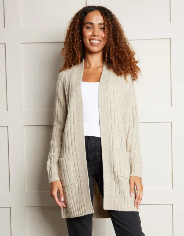 Women's Stone Knitted Cardigan sold by Threadbare
