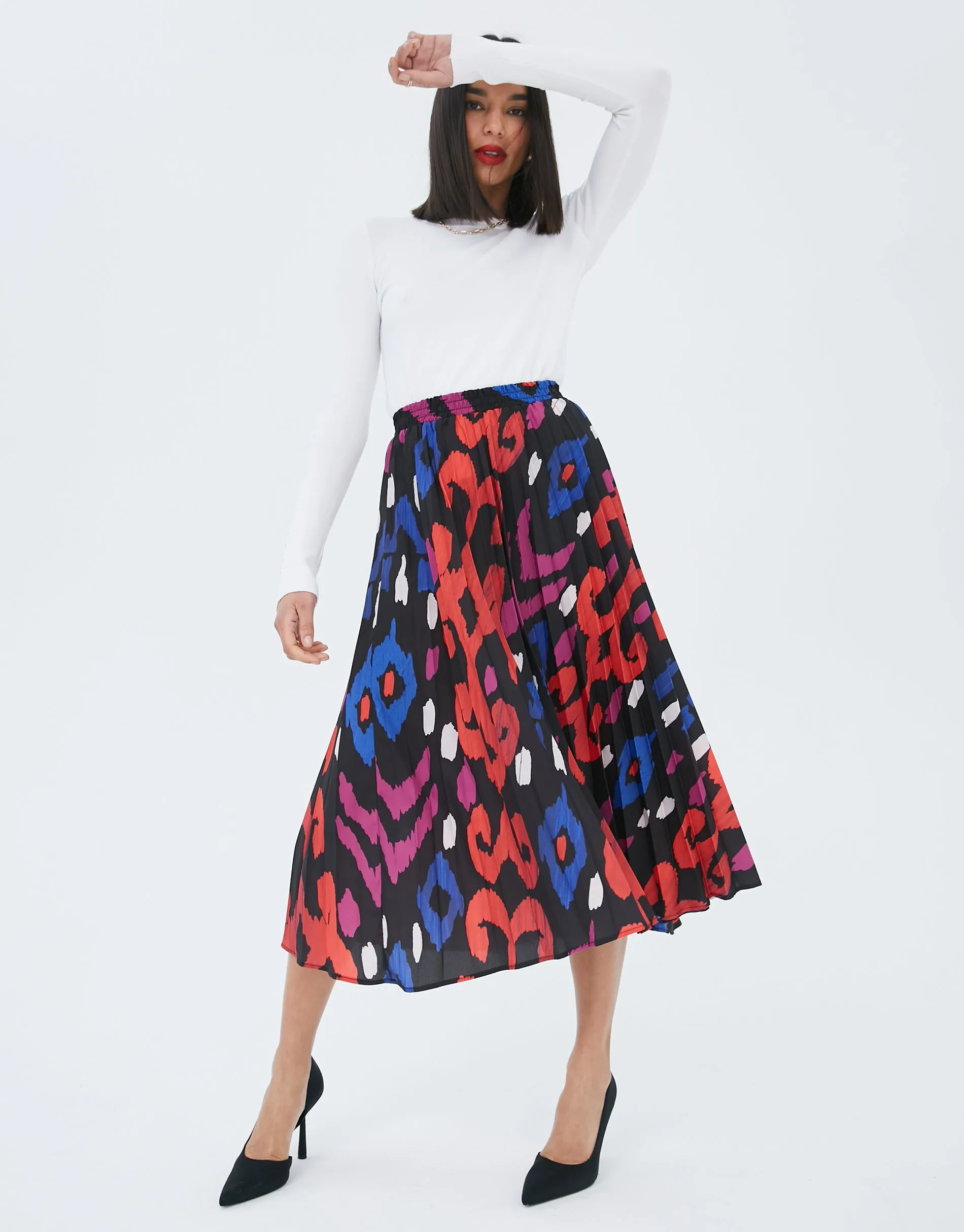 Women's Multi Animal Print Pleated Skirt sold by Threadbare product image thumbnail 4