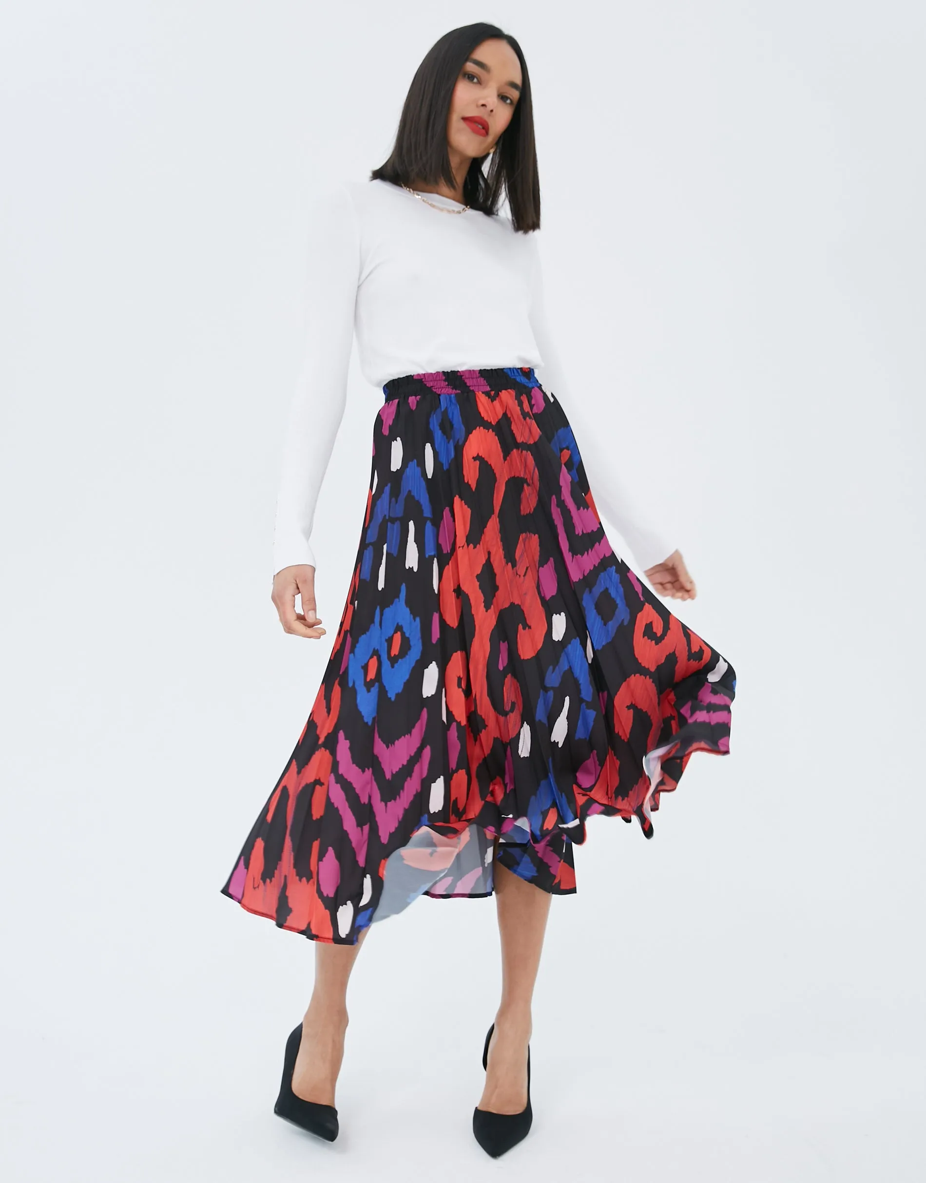 Women's Multi Animal Print Pleated Skirt sold by Threadbare
