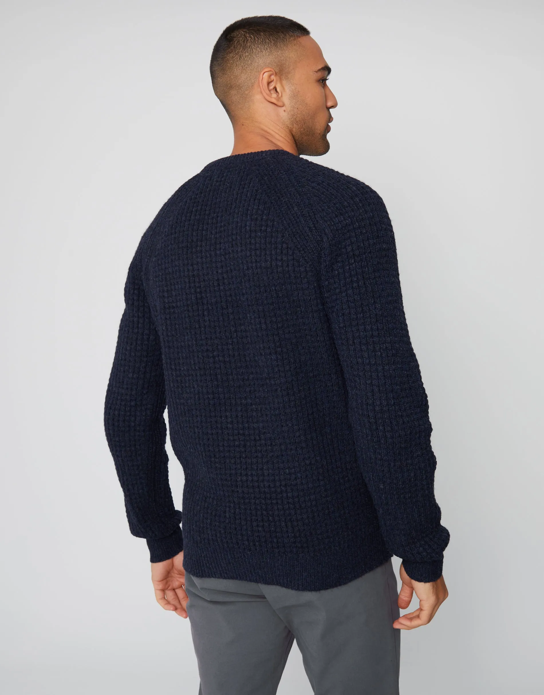 Men's Navy Raglan Sleeve Crew Neck Jumper sold by Threadbare product image thumbnail 2