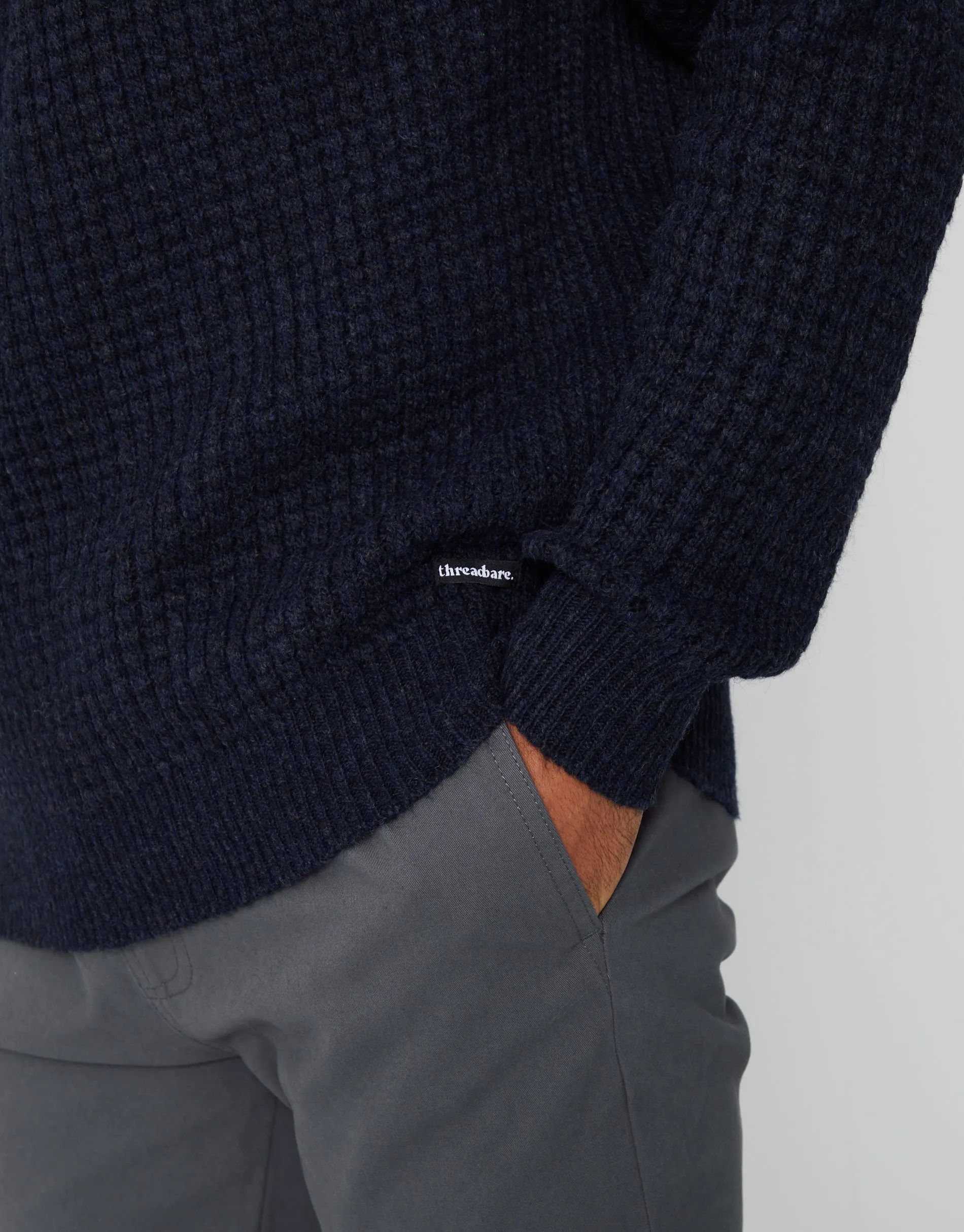 Men's Navy Raglan Sleeve Crew Neck Jumper sold by Threadbare product image thumbnail 4