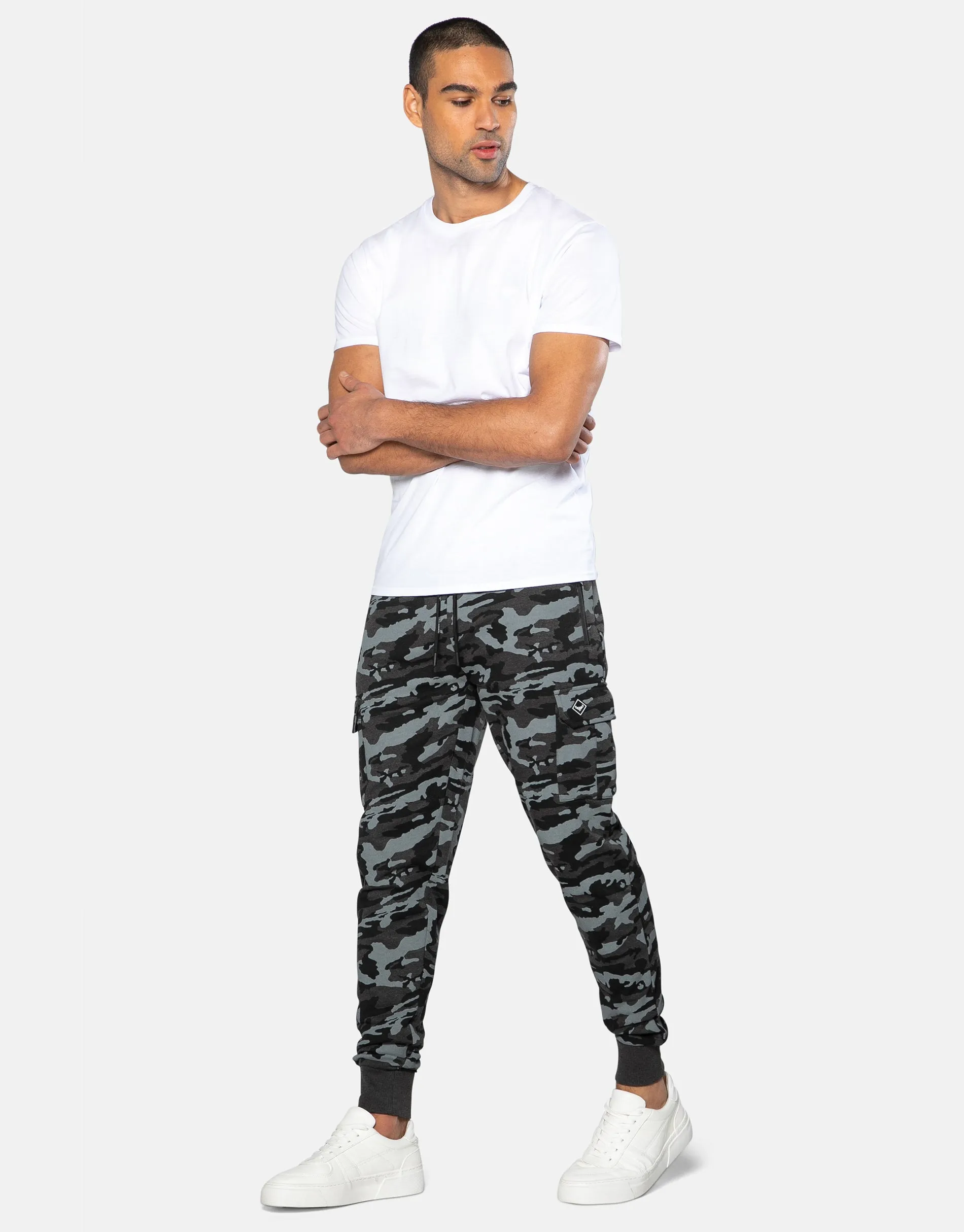 Men's Charcoal Camo Cargo Style Joggers sold by Threadbare product image thumbnail 3