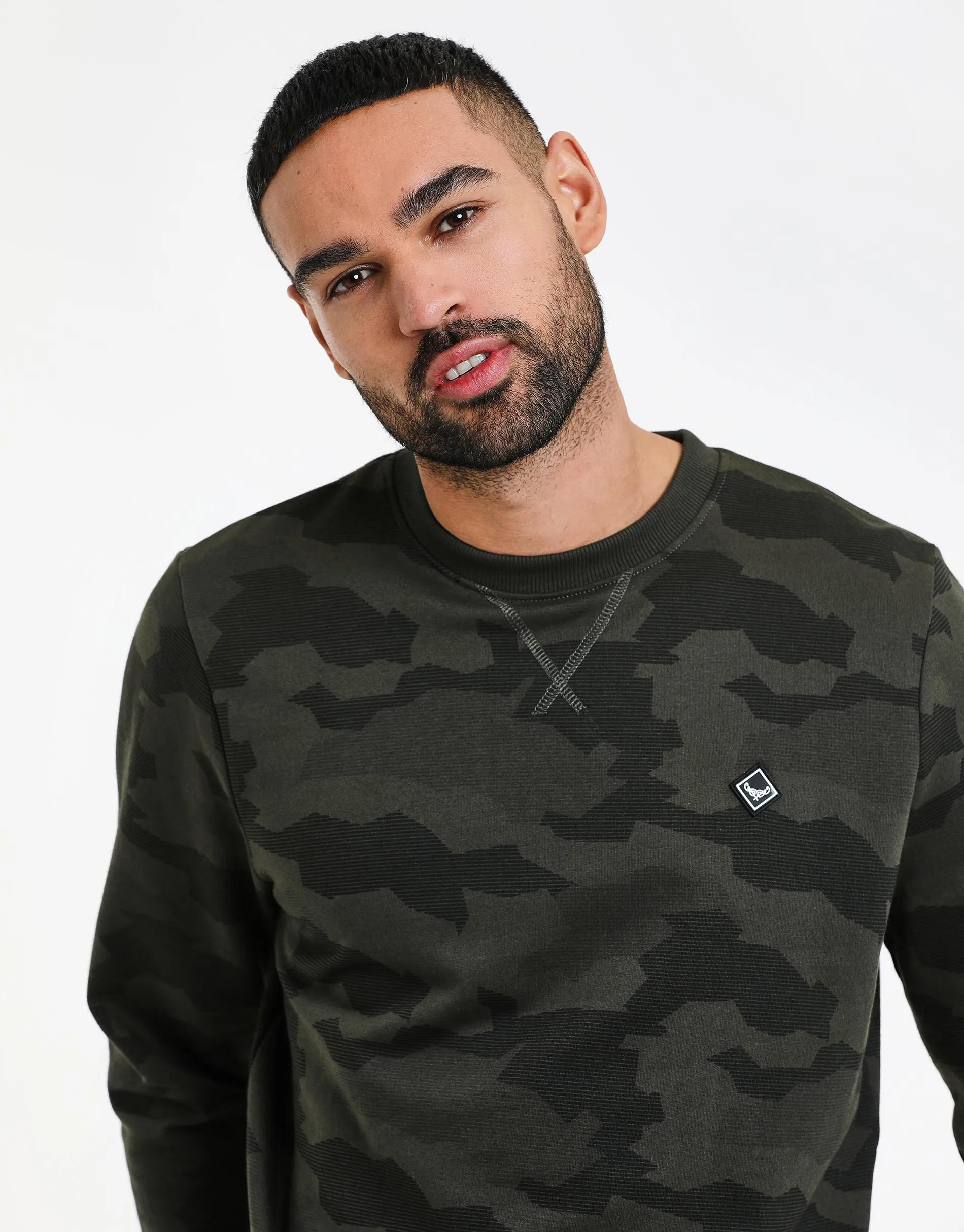 Men's Khaki Camo Sweatshirt sold by Threadbare product image thumbnail 4
