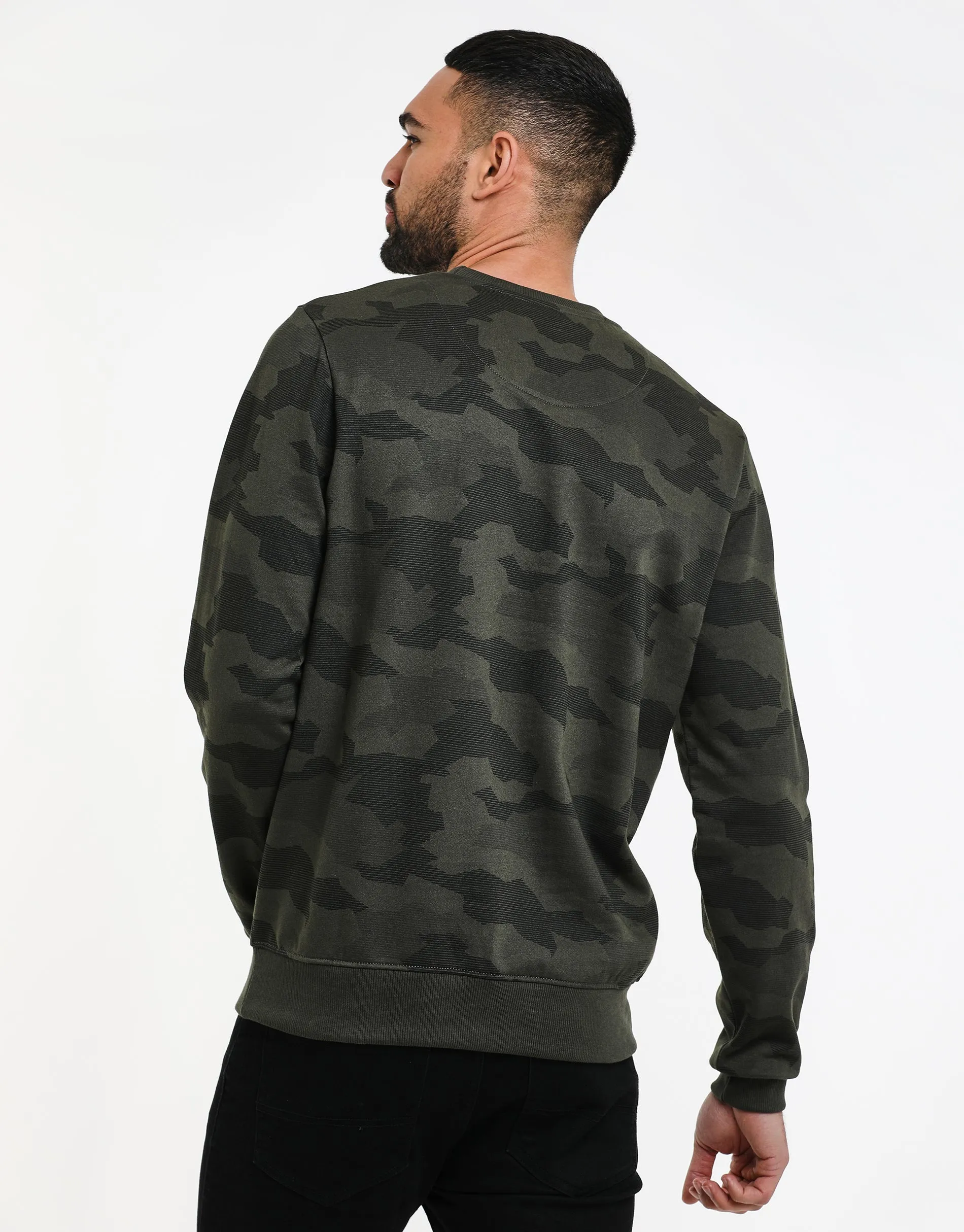 Men's Khaki Camo Sweatshirt sold by Threadbare product image thumbnail 2