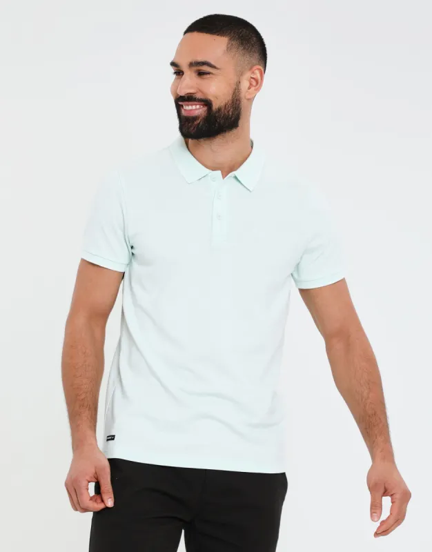 Men's Mint Two Tone Pique Classic Polo Shirt sold by Threadbare