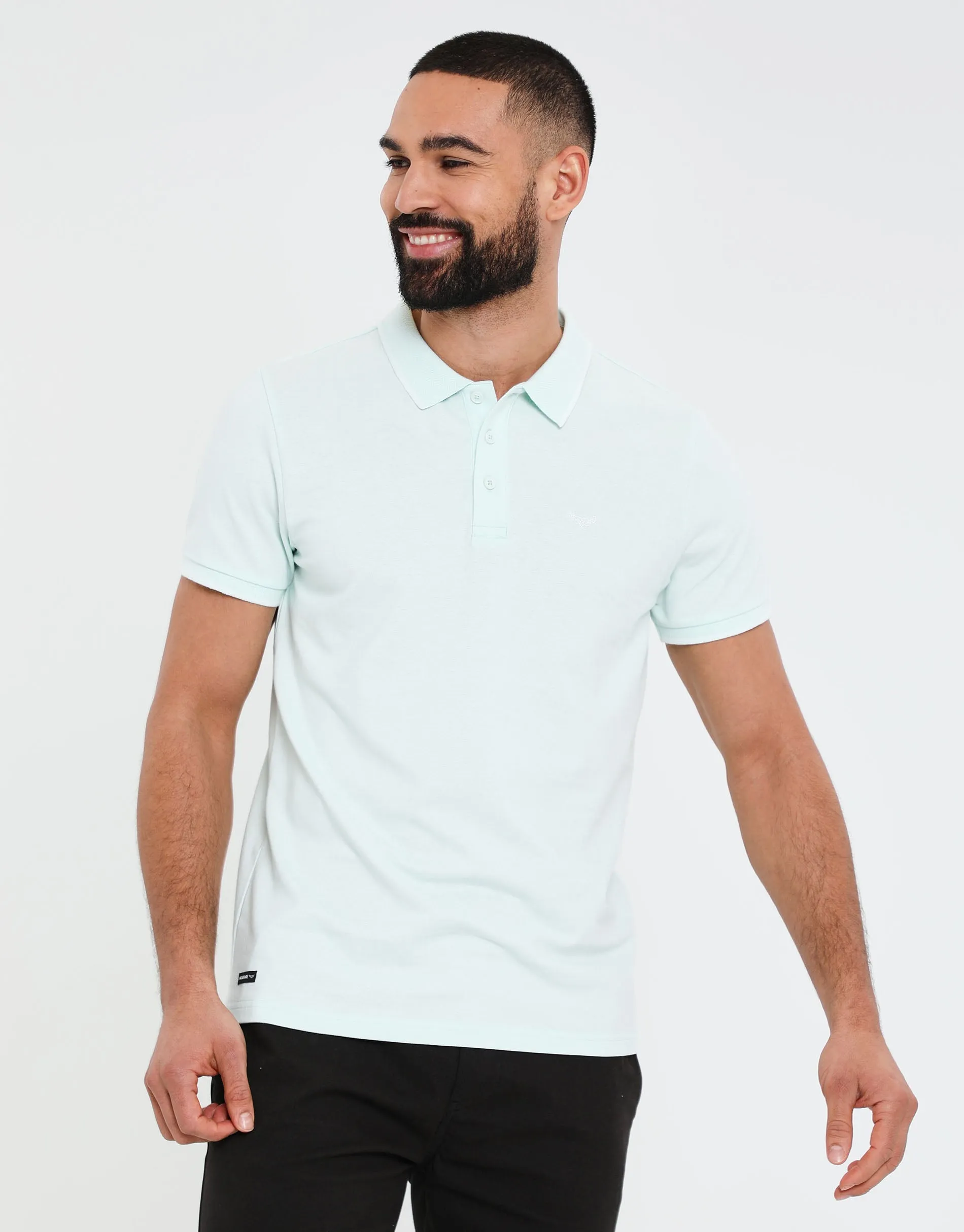 Men's Mint Two Tone Pique Classic Polo Shirt sold by Threadbare