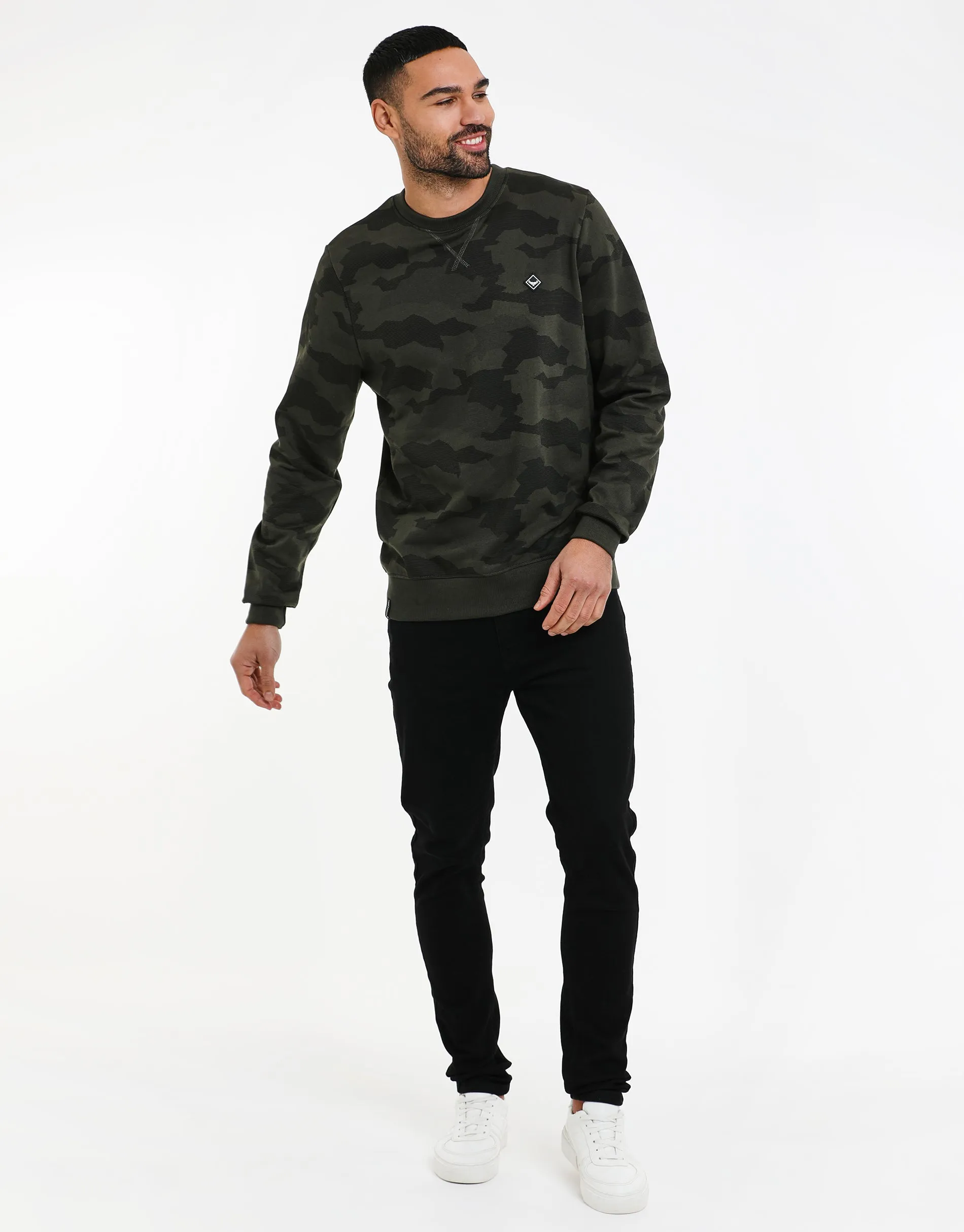 Men's Khaki Camo Sweatshirt sold by Threadbare product image thumbnail 3