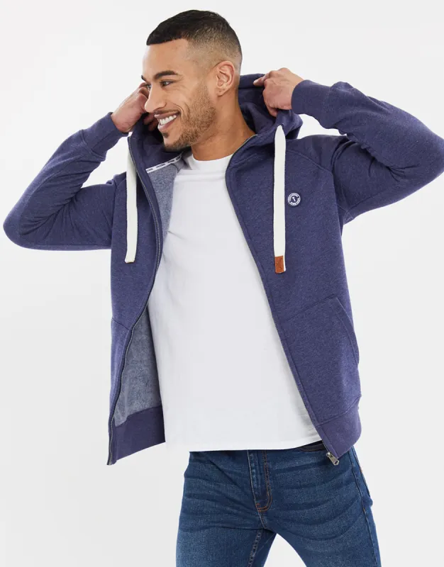 Men's Denim Marl Zip Up Hoodie sold by Threadbare