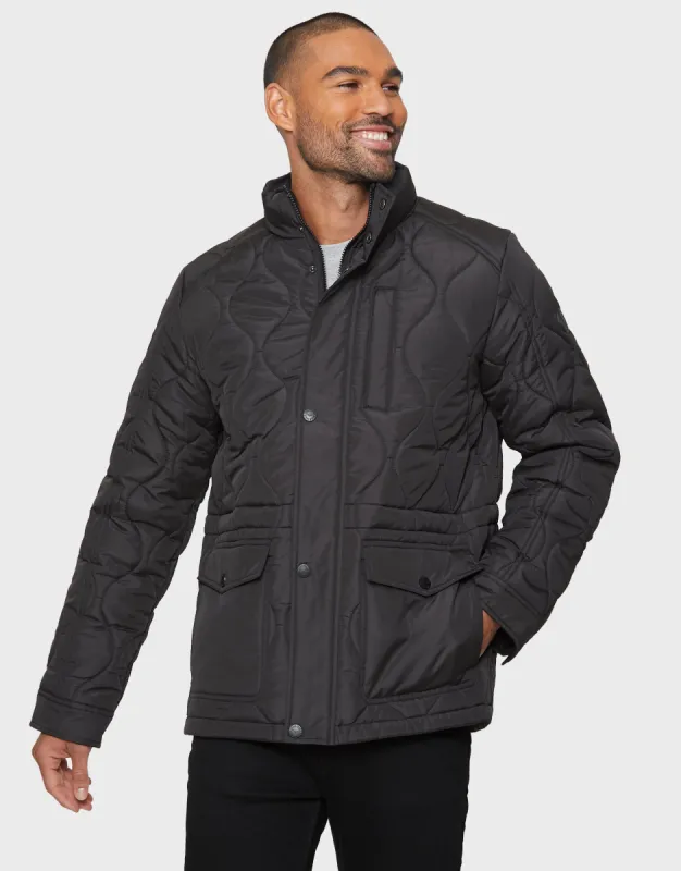 Men's Black Onion Quilted Jacket sold by Threadbare