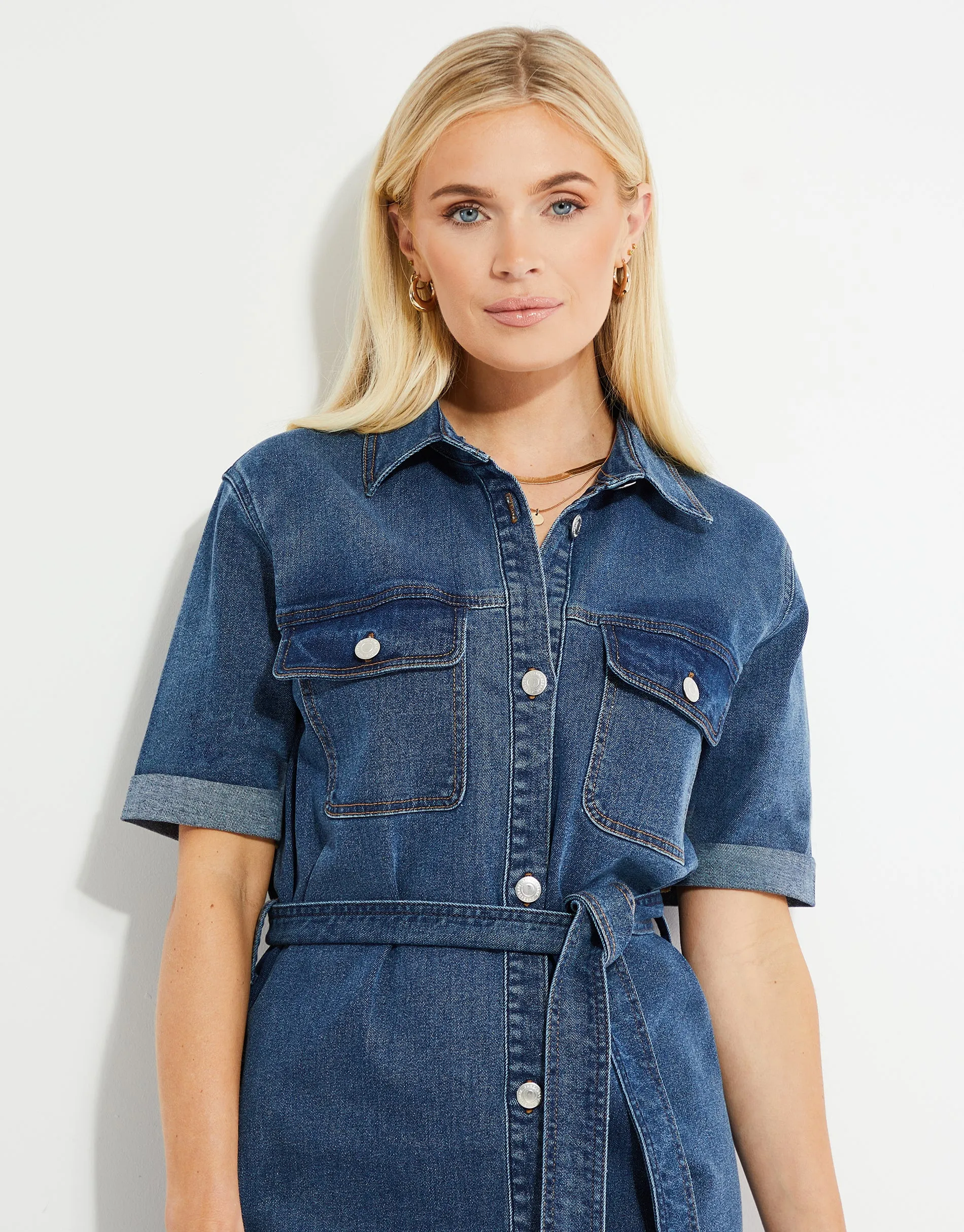 Women's Mid Blue Wash Midi Denim Shirt Dress sold by Threadbare product image thumbnail 4