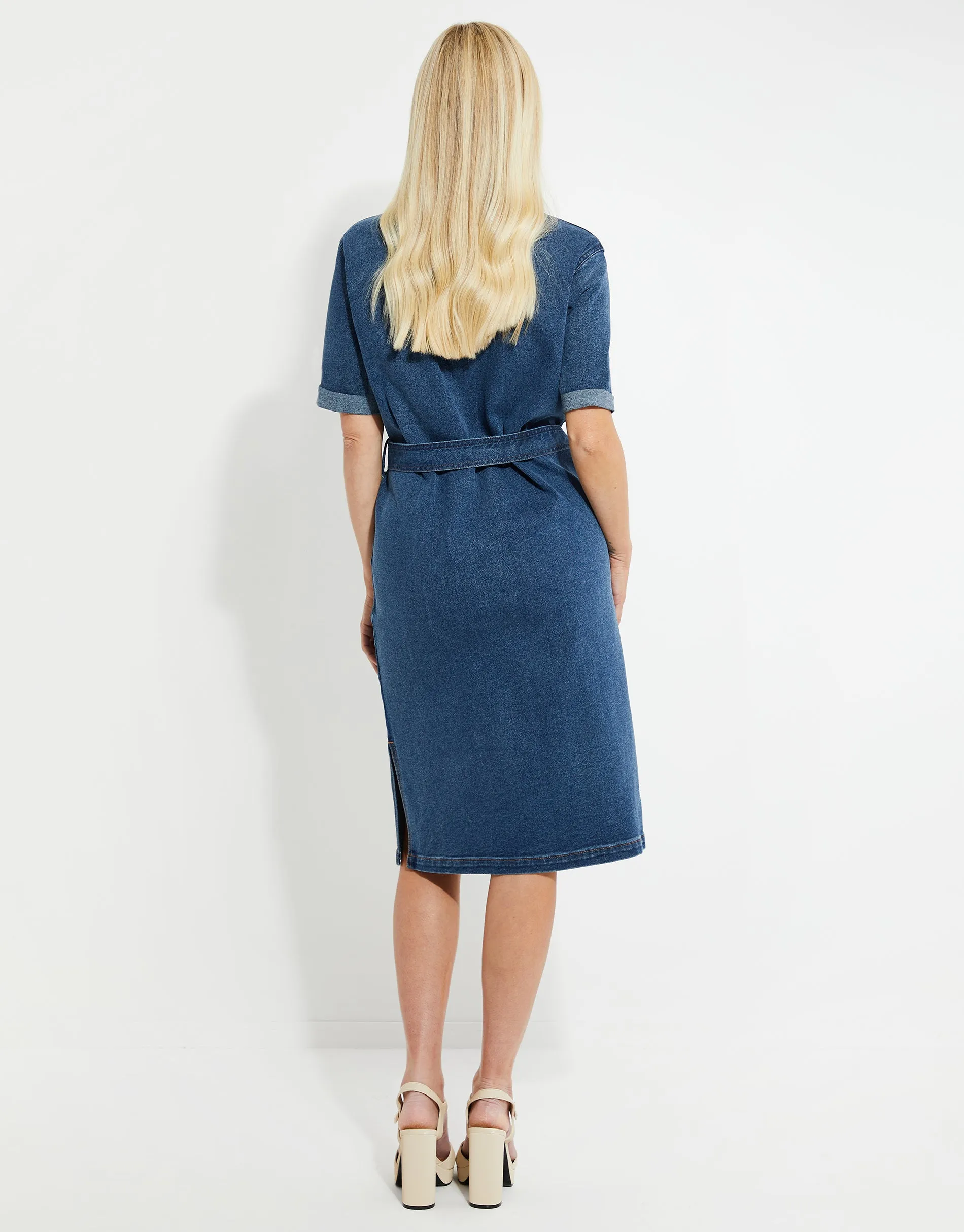 Women's Mid Blue Wash Midi Denim Shirt Dress sold by Threadbare product image thumbnail 2