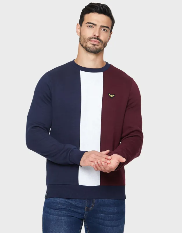 Men's Navy Colourblock Stripe Jumper sold by Threadbare