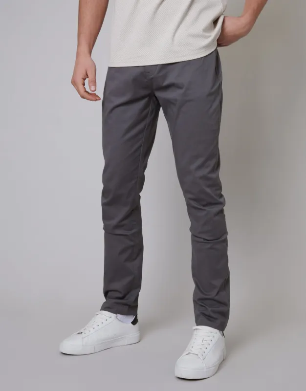Men's Slate Slim Fit 5 Pocket Chino Trousers sold by Threadbare