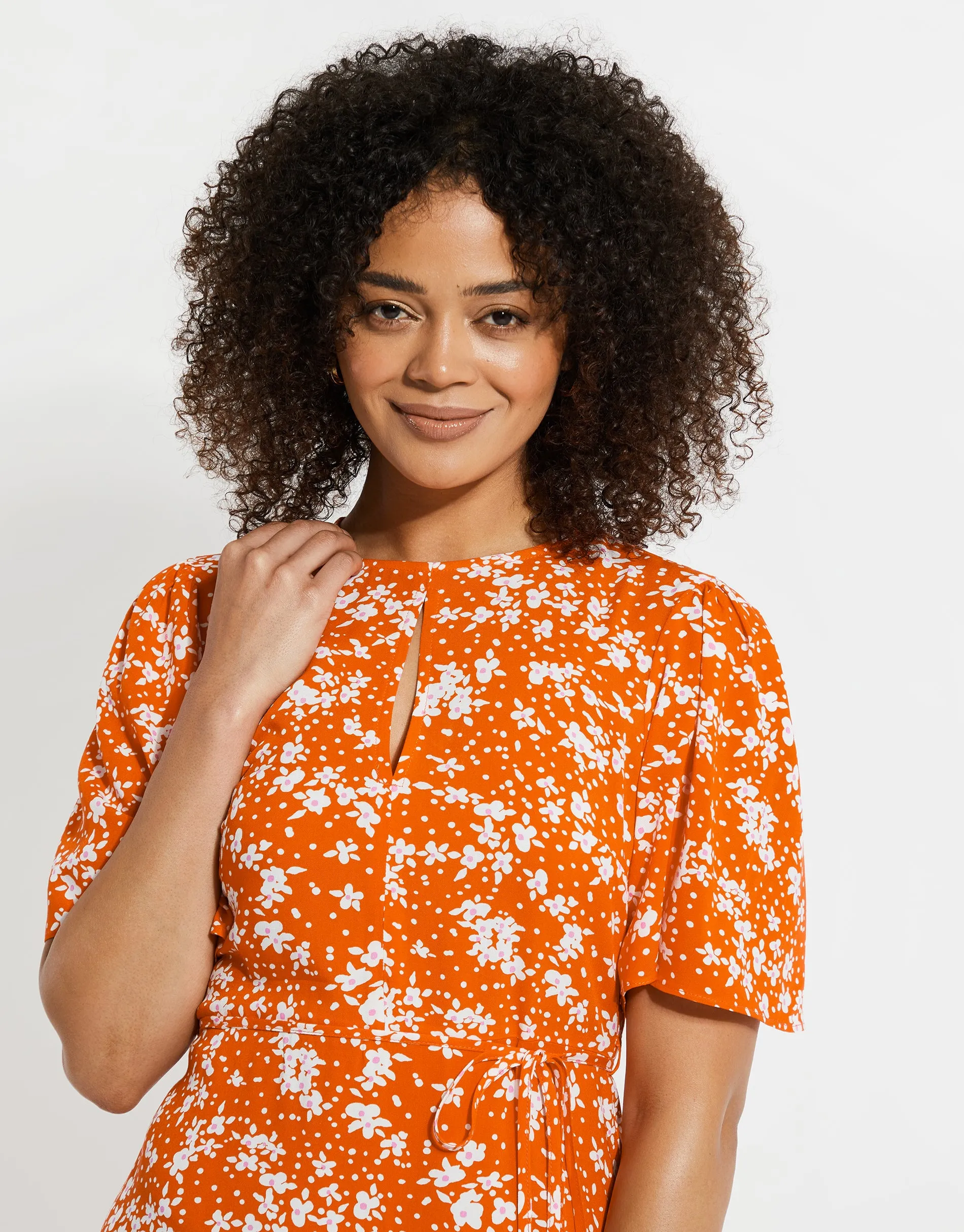 Women's Orange Floral Print Mini Dress sold by Threadbare product image thumbnail 4