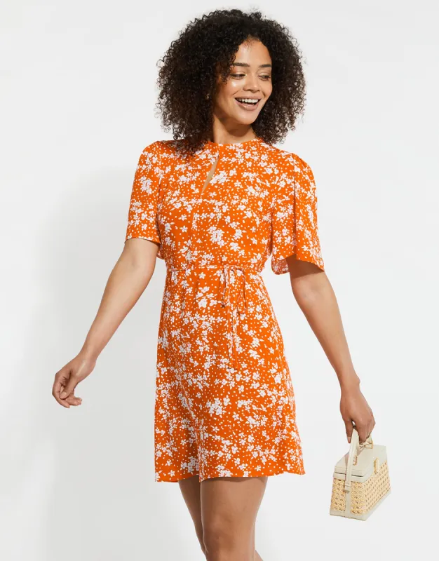 Women's Orange Floral Print Mini Dress sold by Threadbare