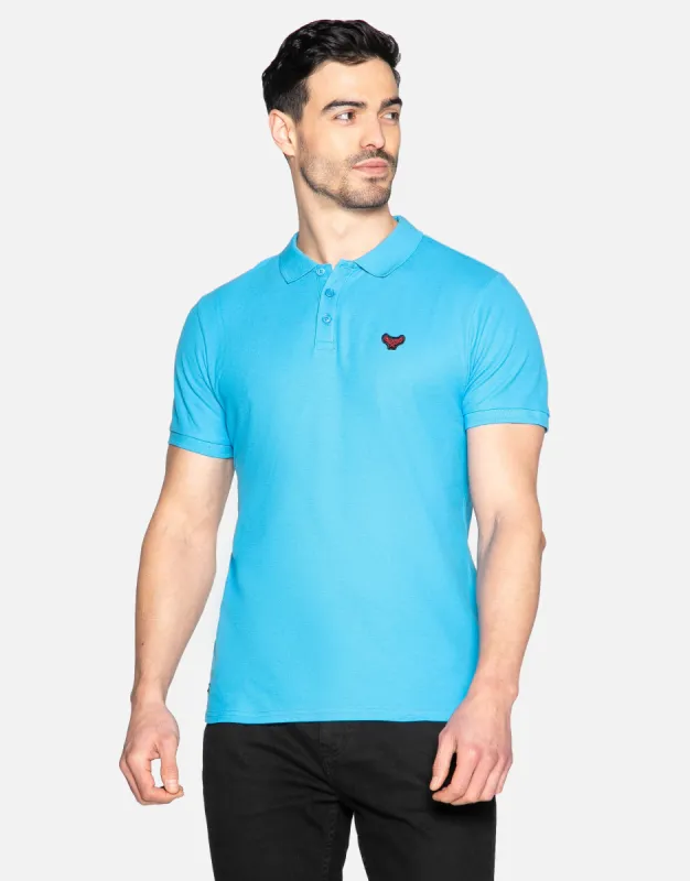 Men's Blue Cotton Pique Polo Shirt sold by Threadbare