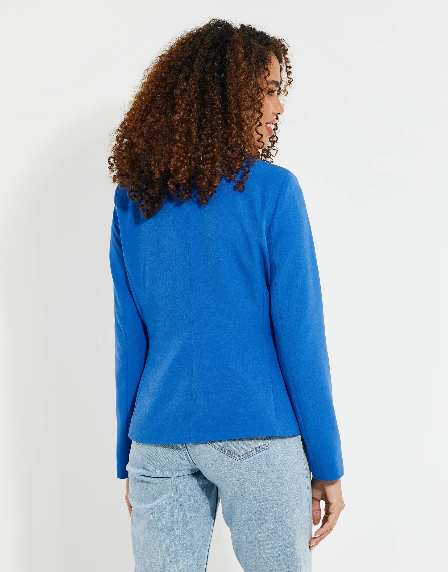 Women's Blue Buttoned Tailored Blazer sold by Threadbare product image thumbnail 3