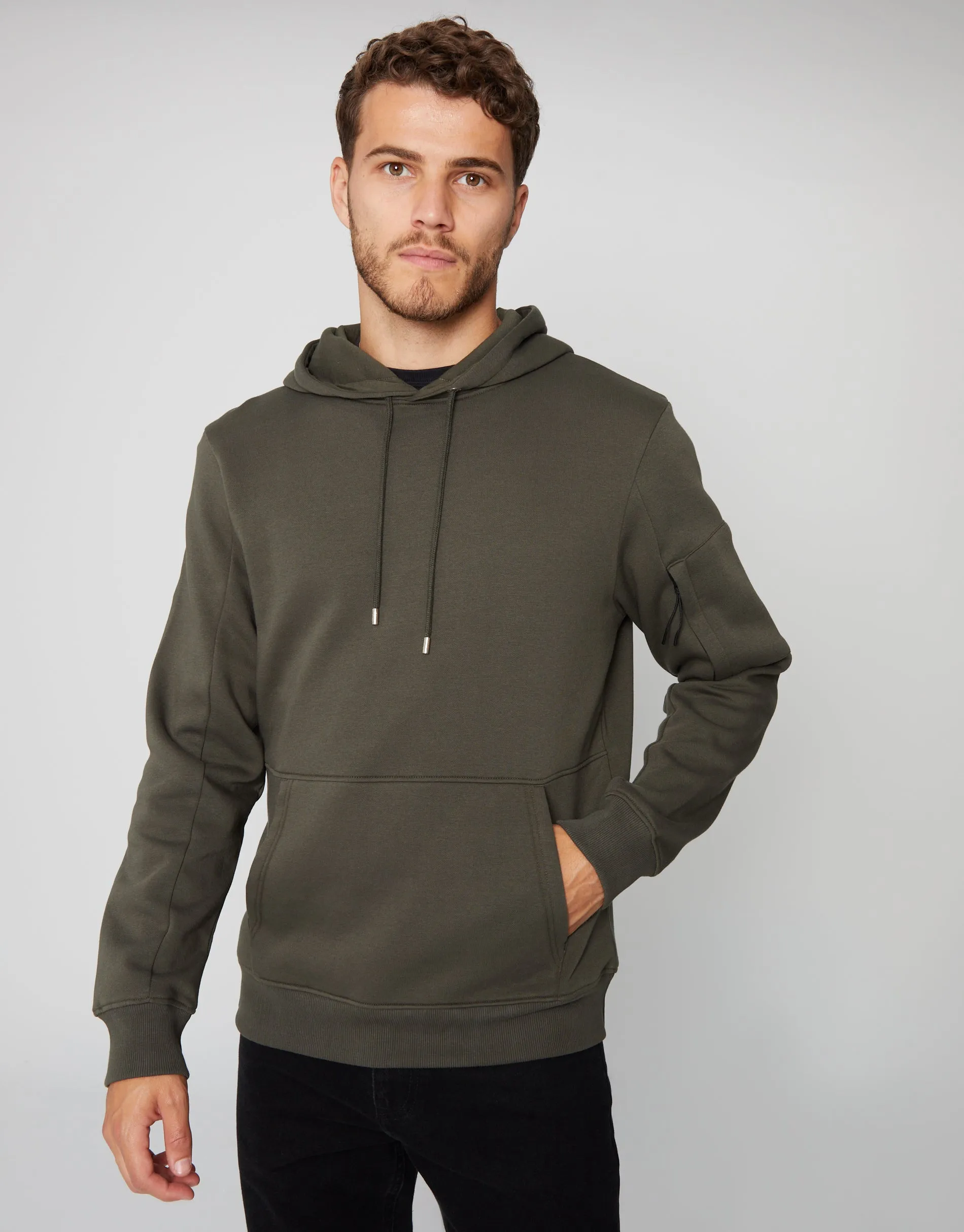 Men's Khaki Utility Hoodie sold by Threadbare