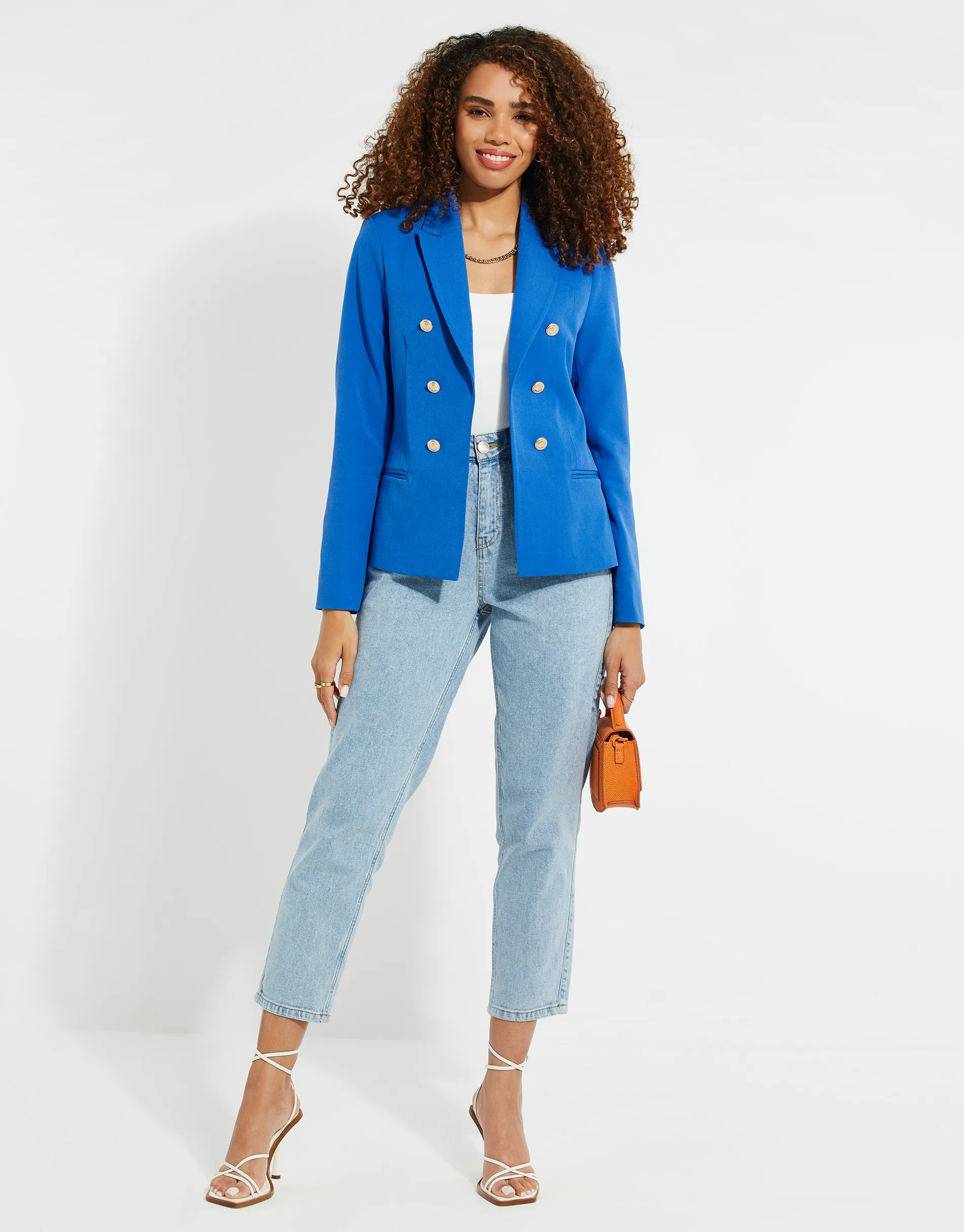 Women's Blue Buttoned Tailored Blazer sold by Threadbare product image thumbnail 4