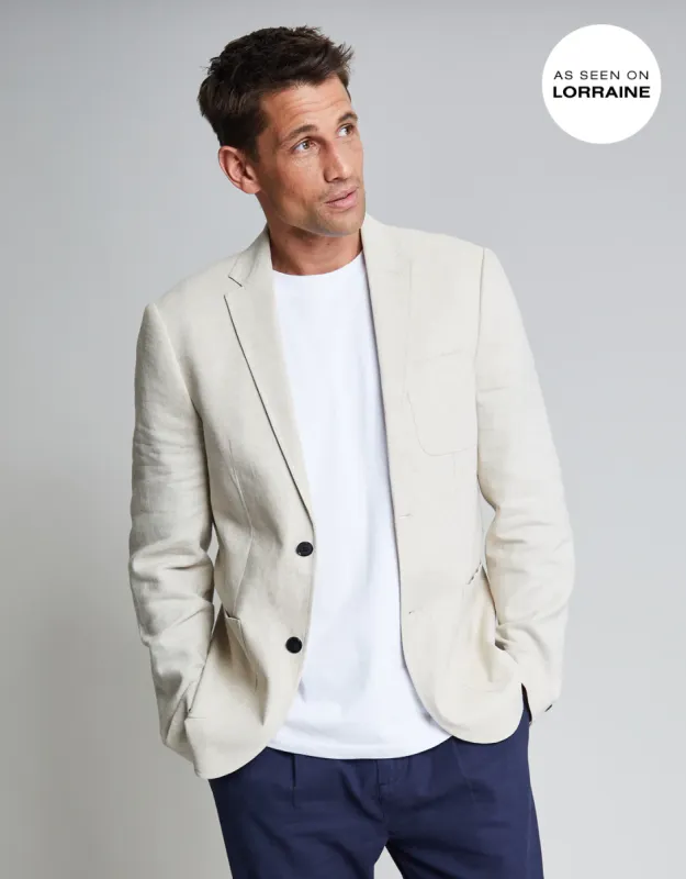 Threadbare Luxe Men's Stone Linen Blend Blazer sold by Threadbare
