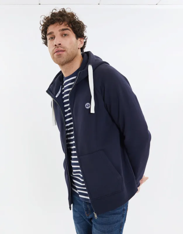 Men's Navy Zip Up Hoodie sold by Threadbare