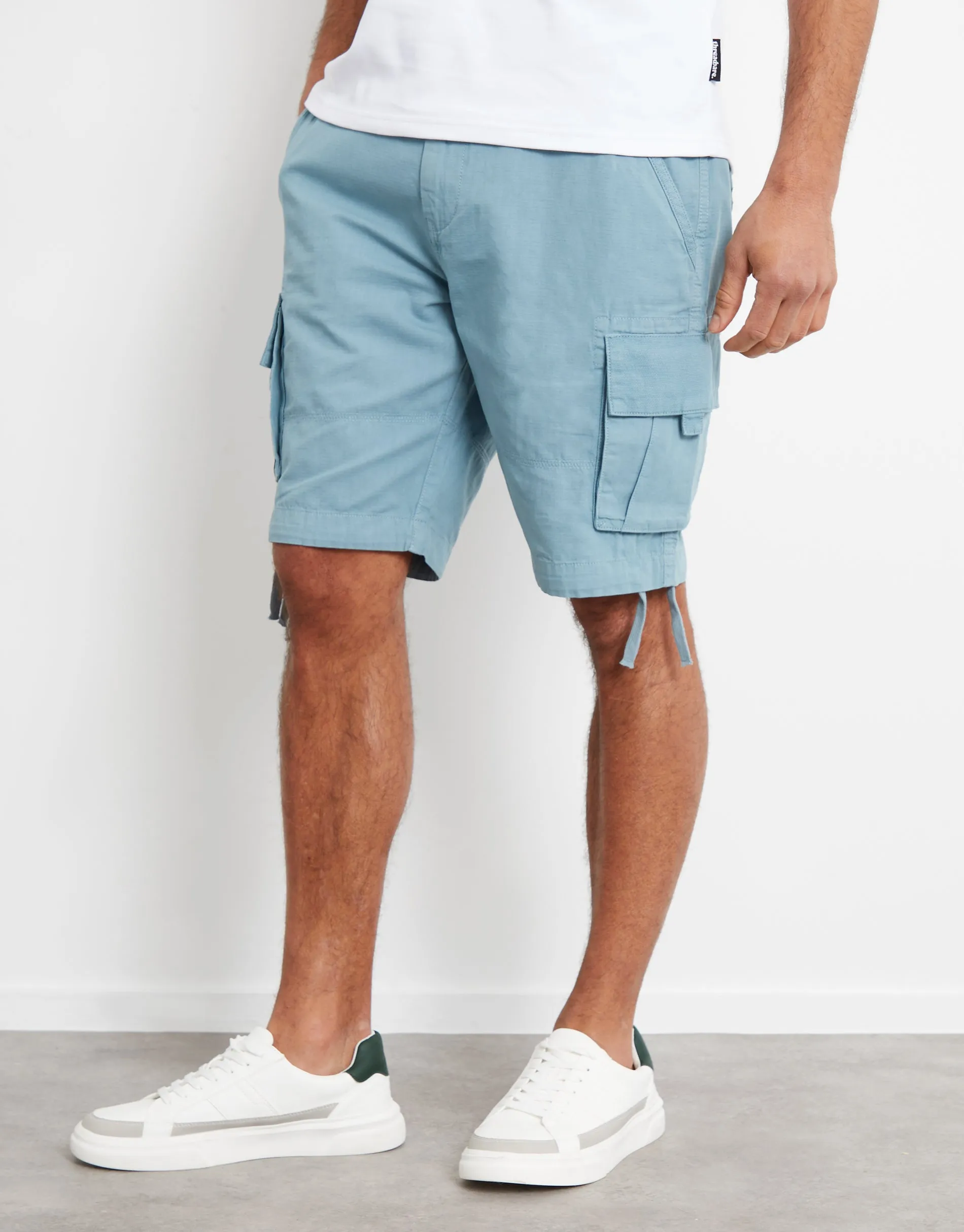 Men's Duck Egg Blue Cargo Shorts sold by Threadbare