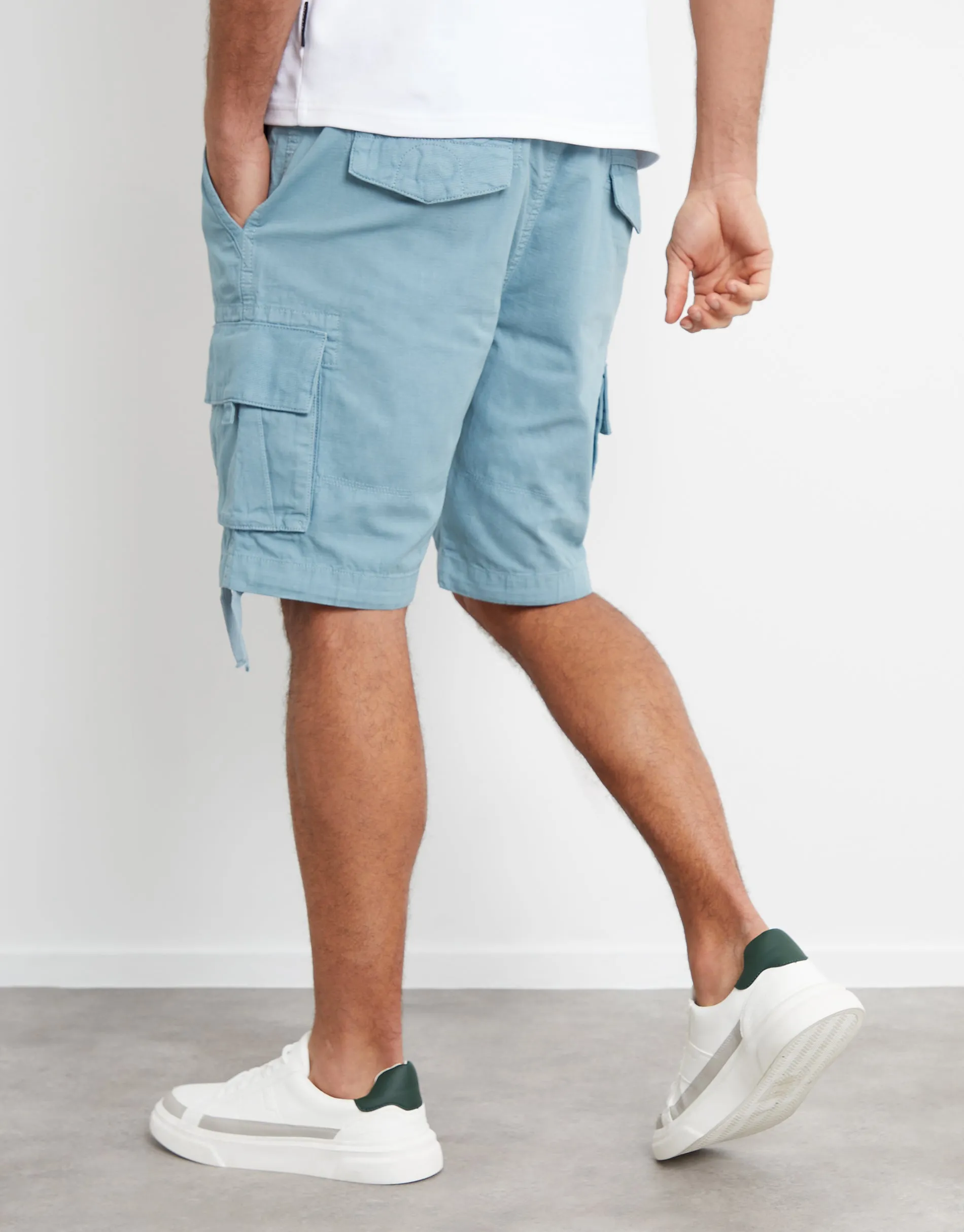 Men's Duck Egg Blue Cargo Shorts sold by Threadbare product image thumbnail 2