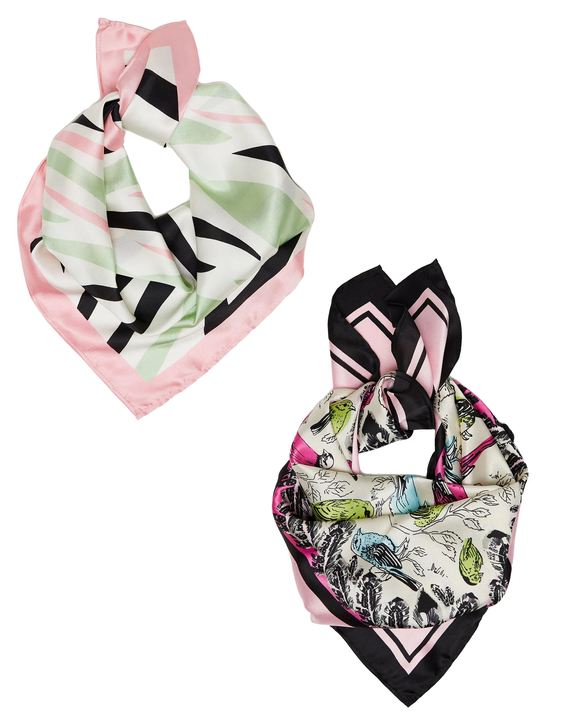 Women's Multi Bird Print Satin Scarves (2 Pack) sold by Threadbare