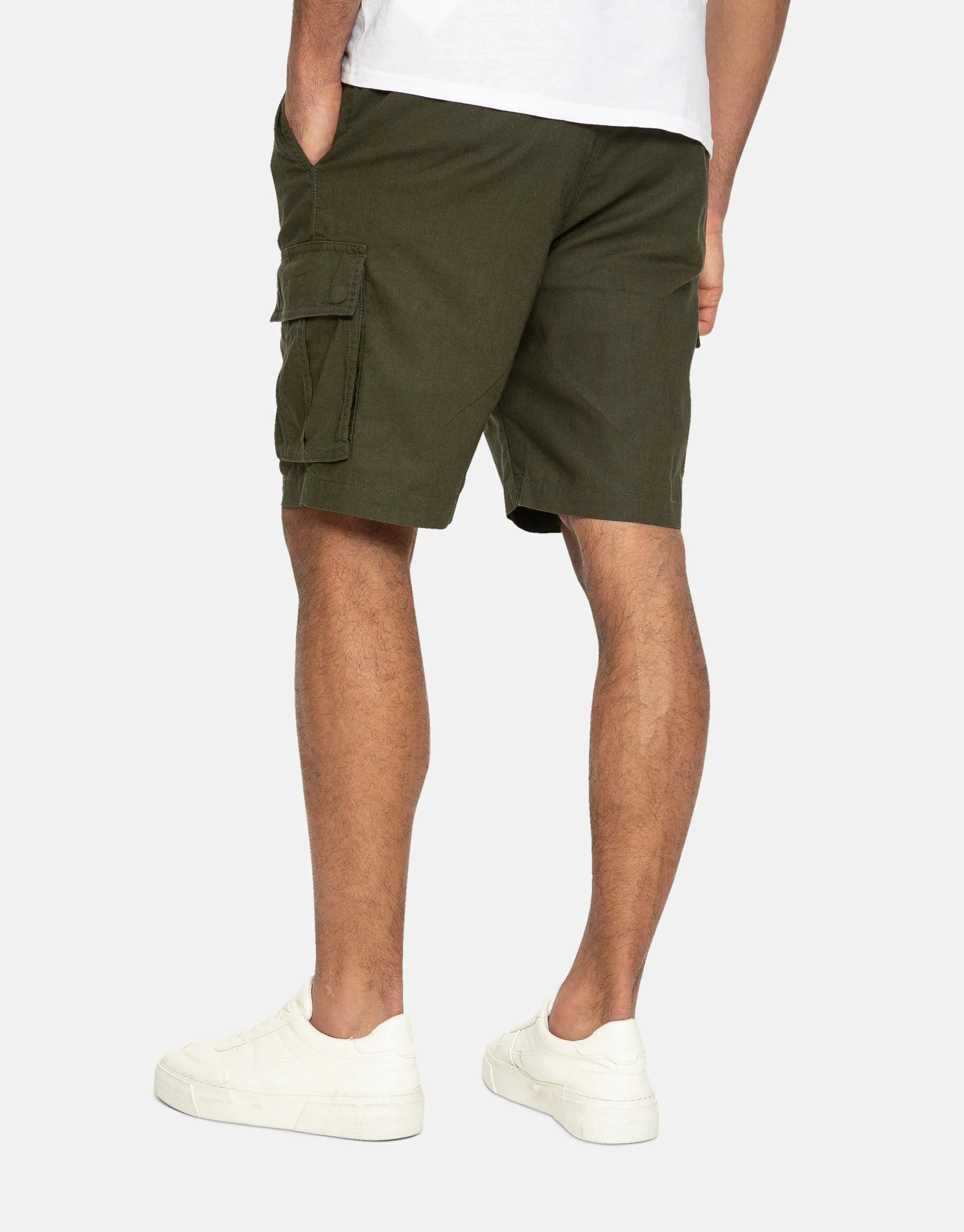 Men's Khaki Linen Blend Cargo Shorts sold by Threadbare product image thumbnail 2