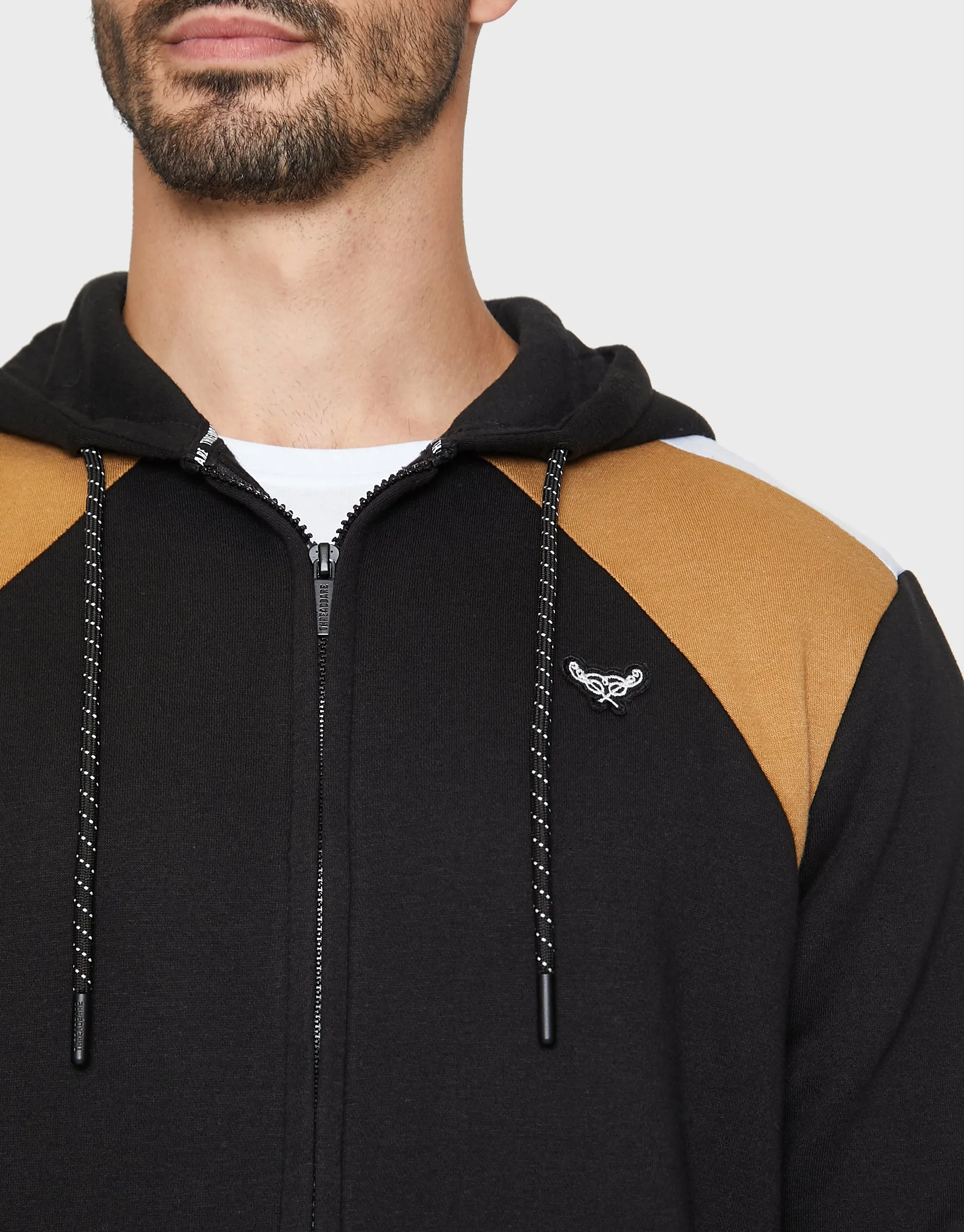 Men's Black Colourblock Zip-Through Hoodie sold by Threadbare product image thumbnail 4