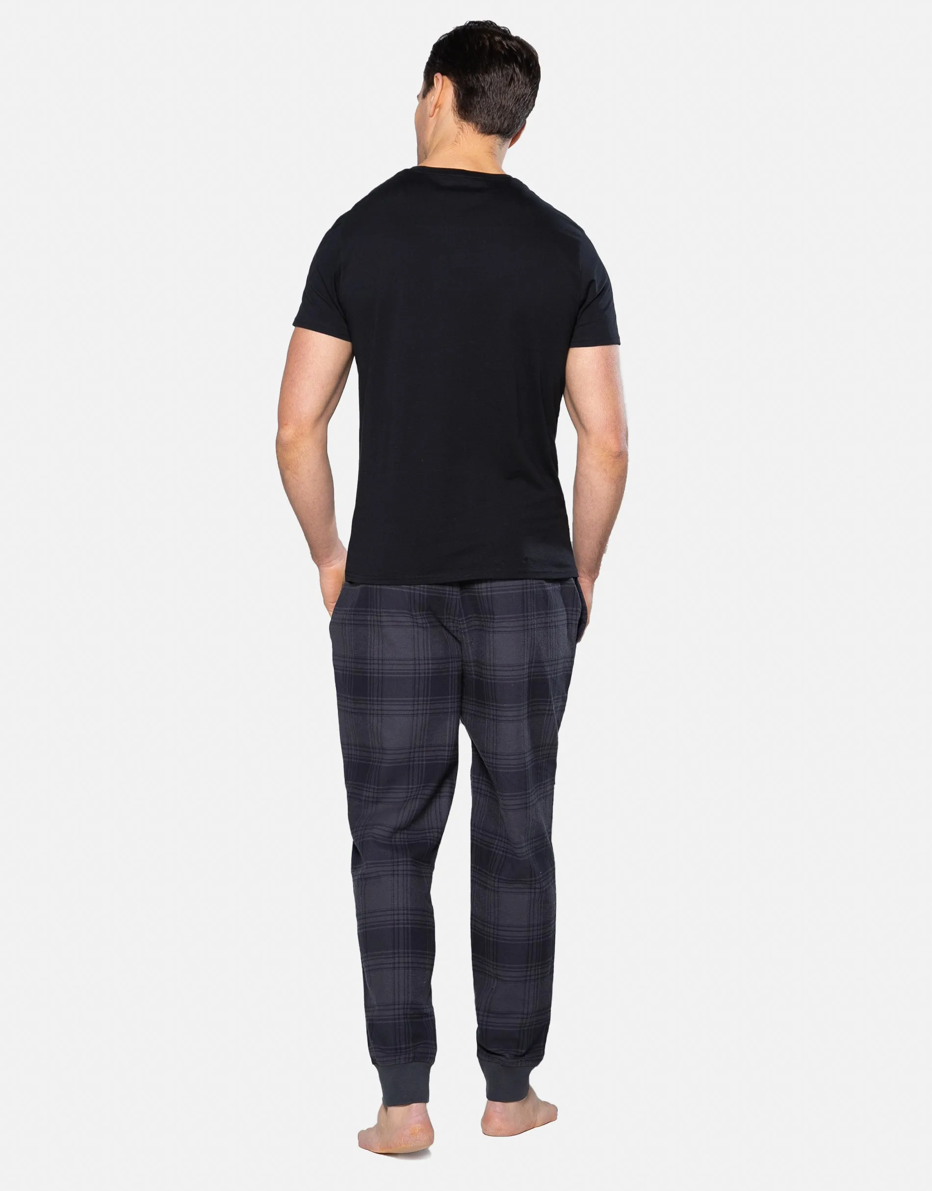 Men's Black Check Pyjama Joggers & T-Shirt (2-Piece Set) sold by Threadbare product image thumbnail 2