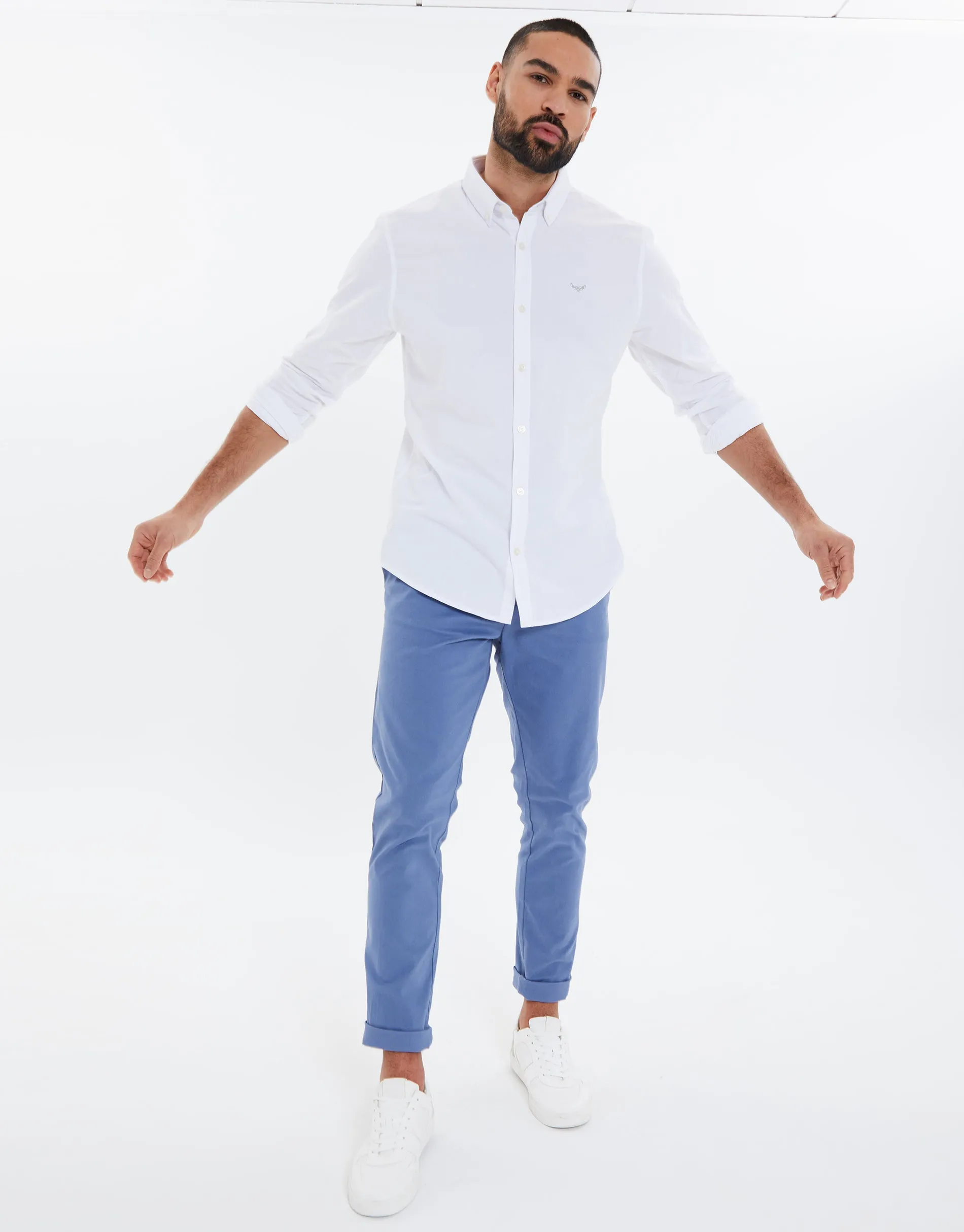 Men's Denim Blue Stretch Chino Trousers sold by Threadbare product image thumbnail 3