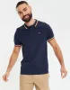 Men's Navy Rib Collar Classic Polo Shirt sold by Threadbare