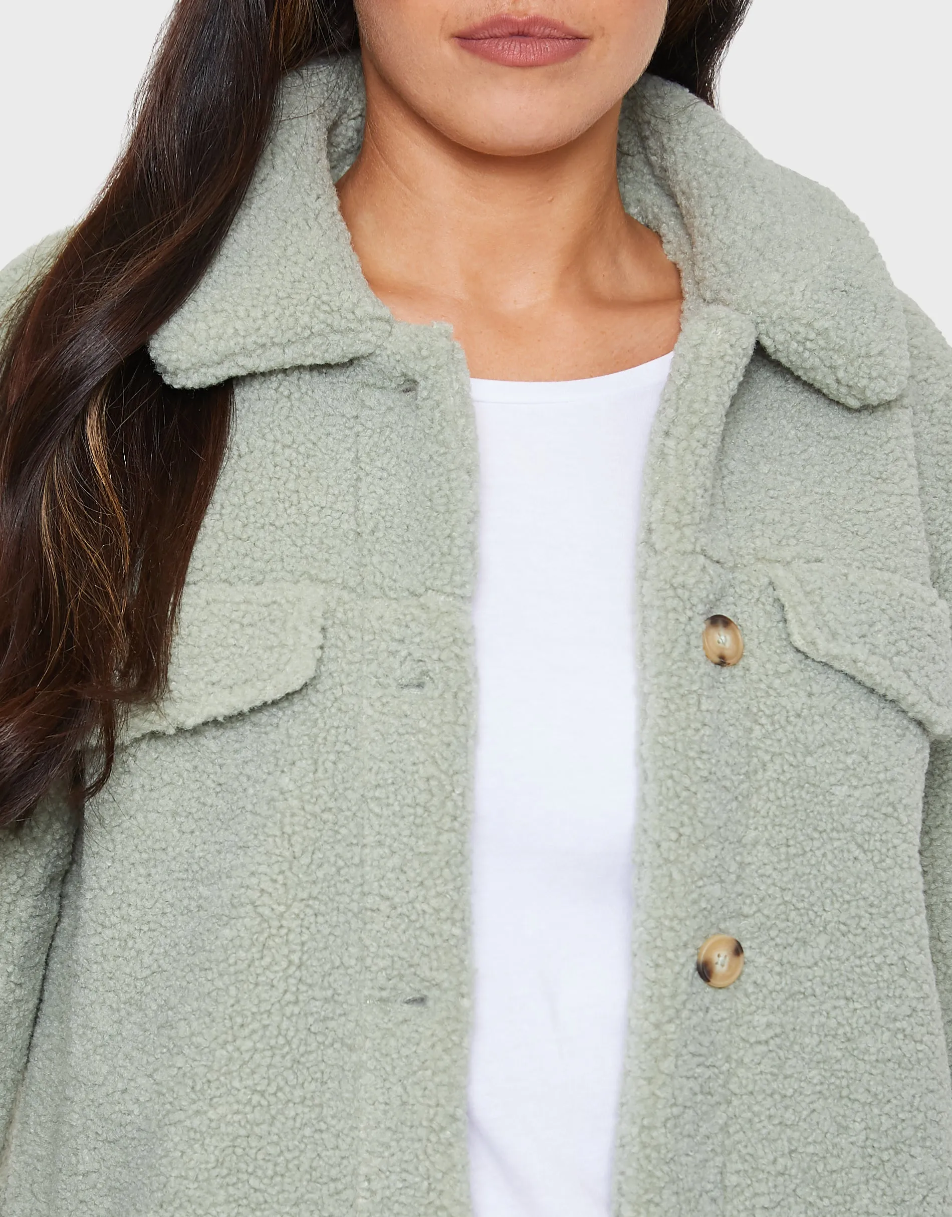 Women's Sage Faux Borg Shacket sold by Threadbare product image thumbnail 3