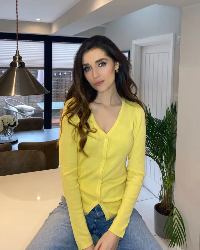 Women's Yellow V-Neck Cardigan sold by Threadbare