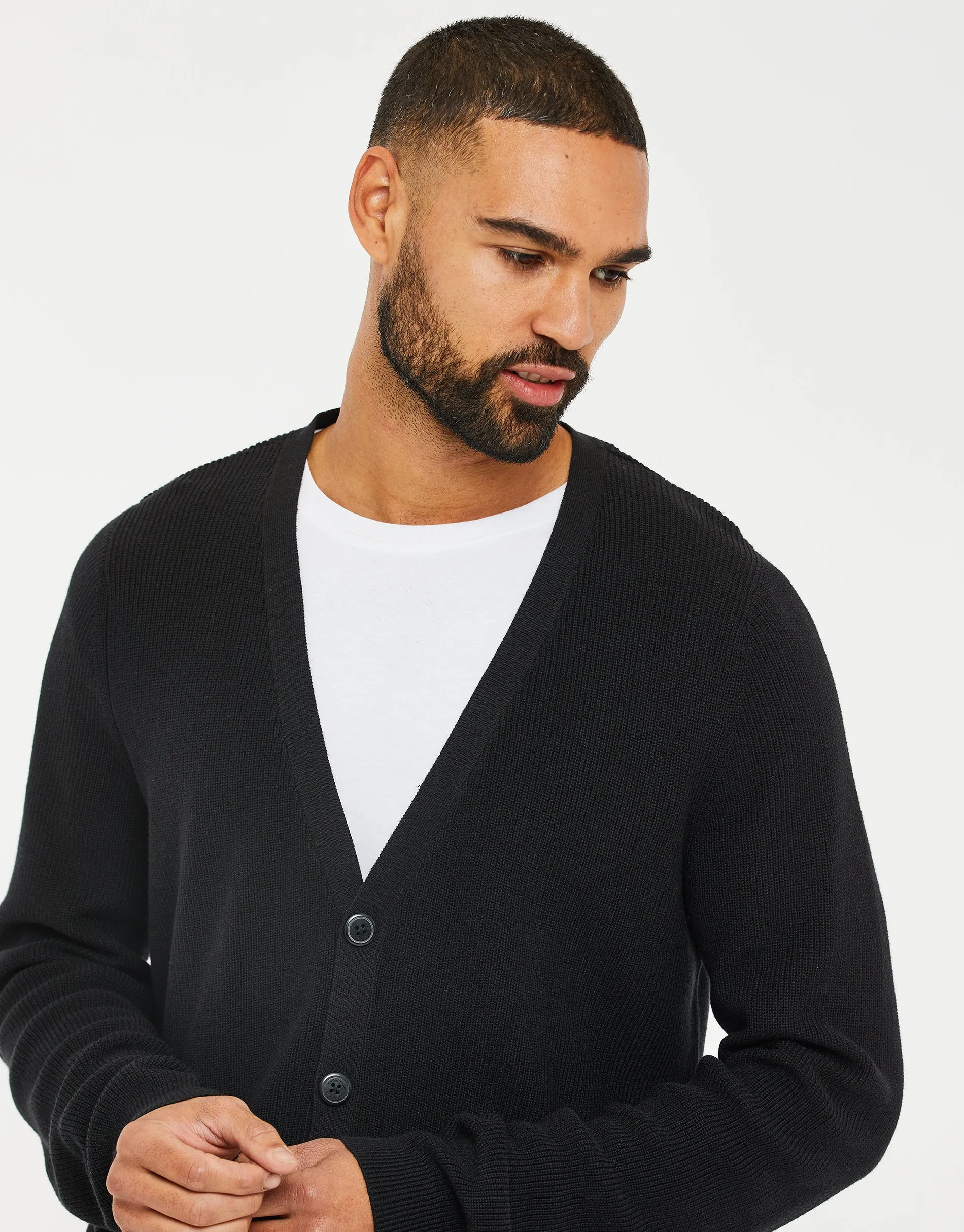 Men's Black Knitted Cardigan sold by Threadbare product image thumbnail 4